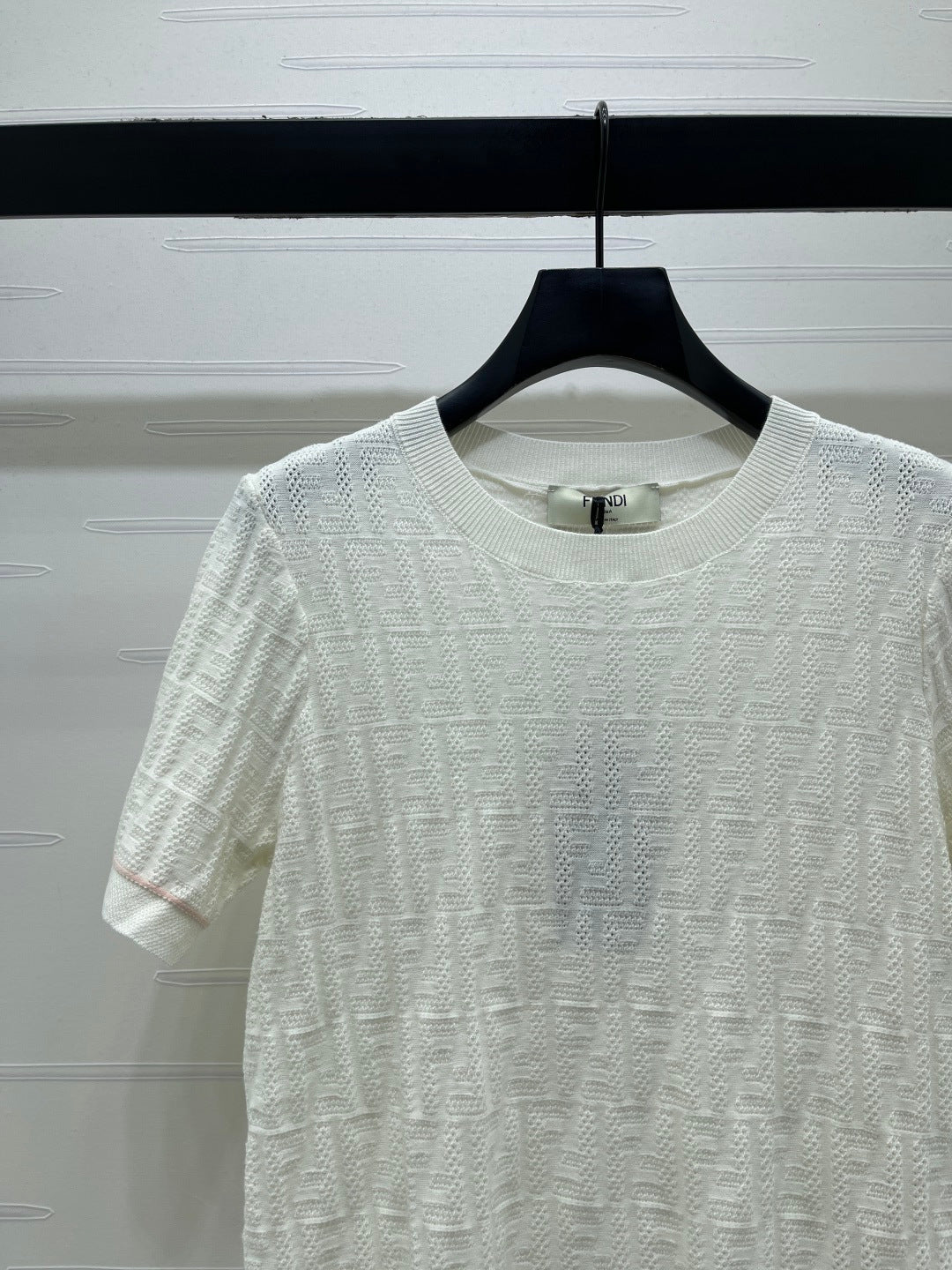 FF-jacquard T-shirt White Tencel Silk 373150