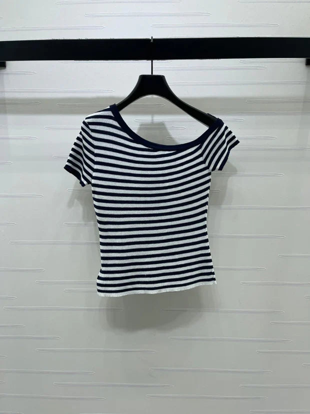 Prada 2026 One-shoulder Knit Short-sleeved Top Cotton 391450
