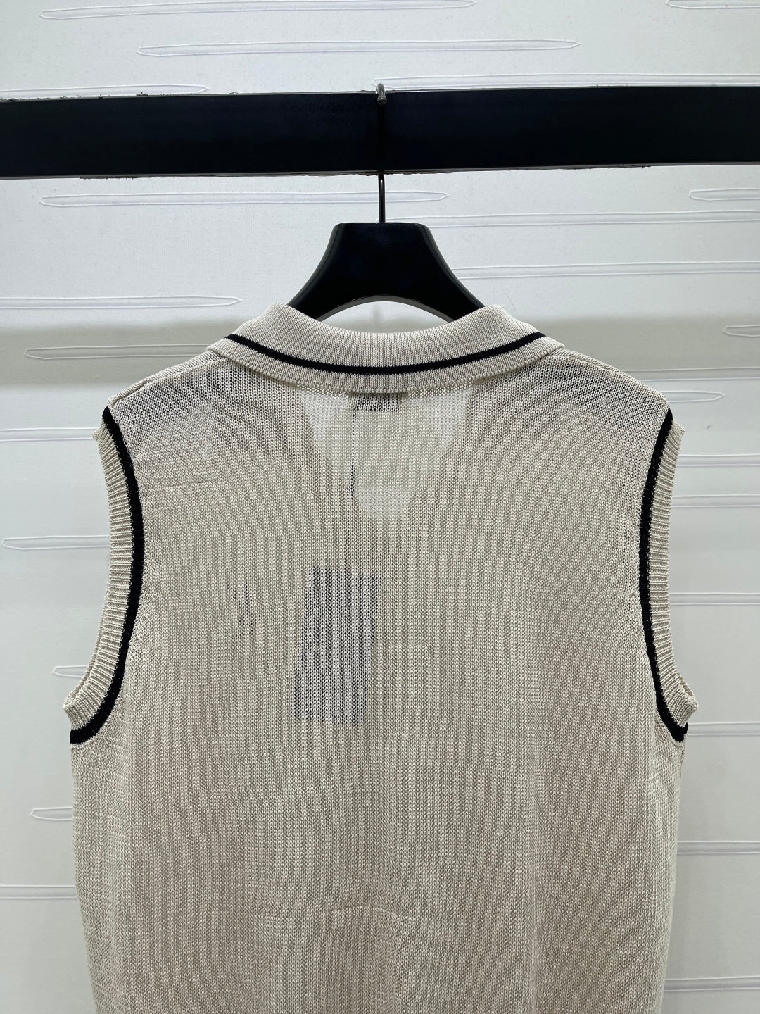 YSL Polo Collar Knitted Vest Light Grey Wool 382112