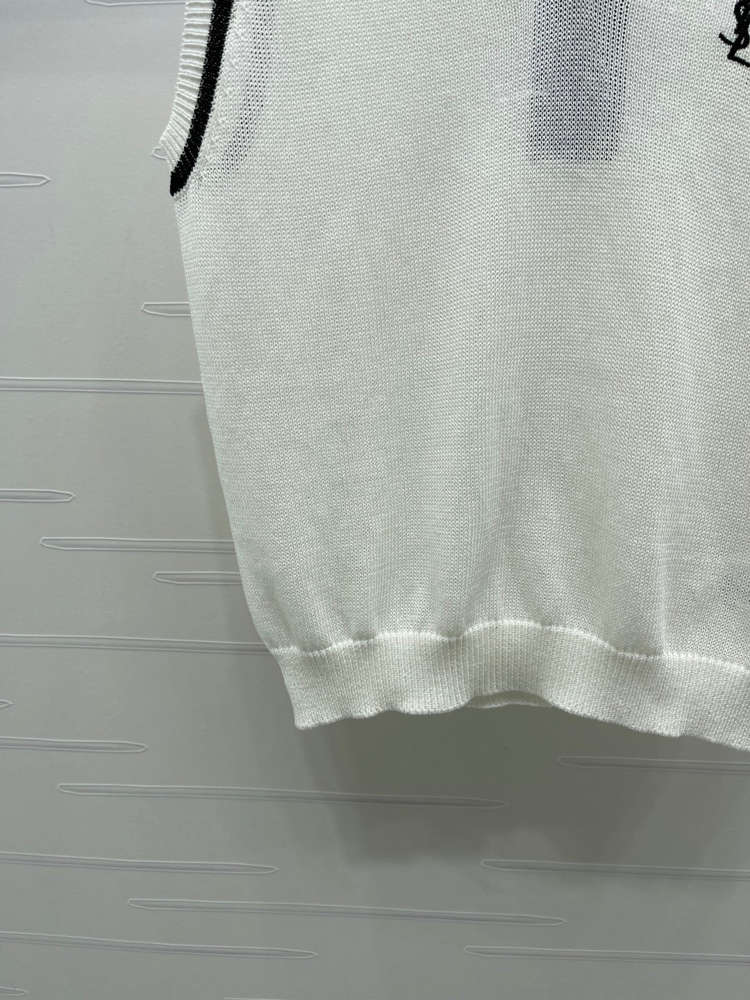 YSL Polo Collar Knitted Vest White Wool 382113