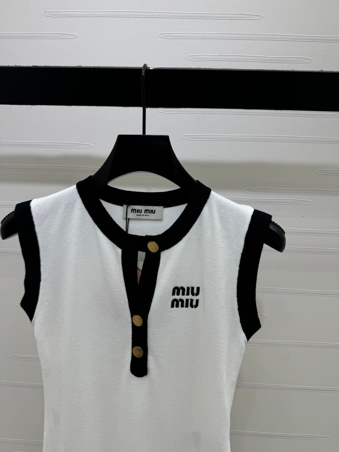 Miu Letter Embroidered Vest White Polyester