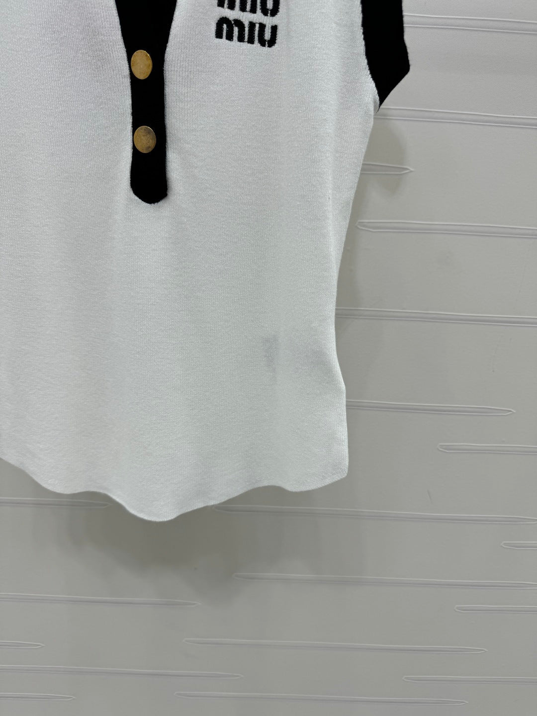 Miu Letter Embroidered Vest White Polyester
