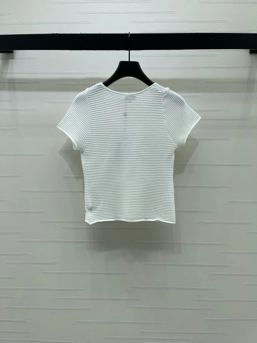 Chanel 2026 Lace Sequin Bow Knit Short-Sleeve T-Shirt Viscose 390731