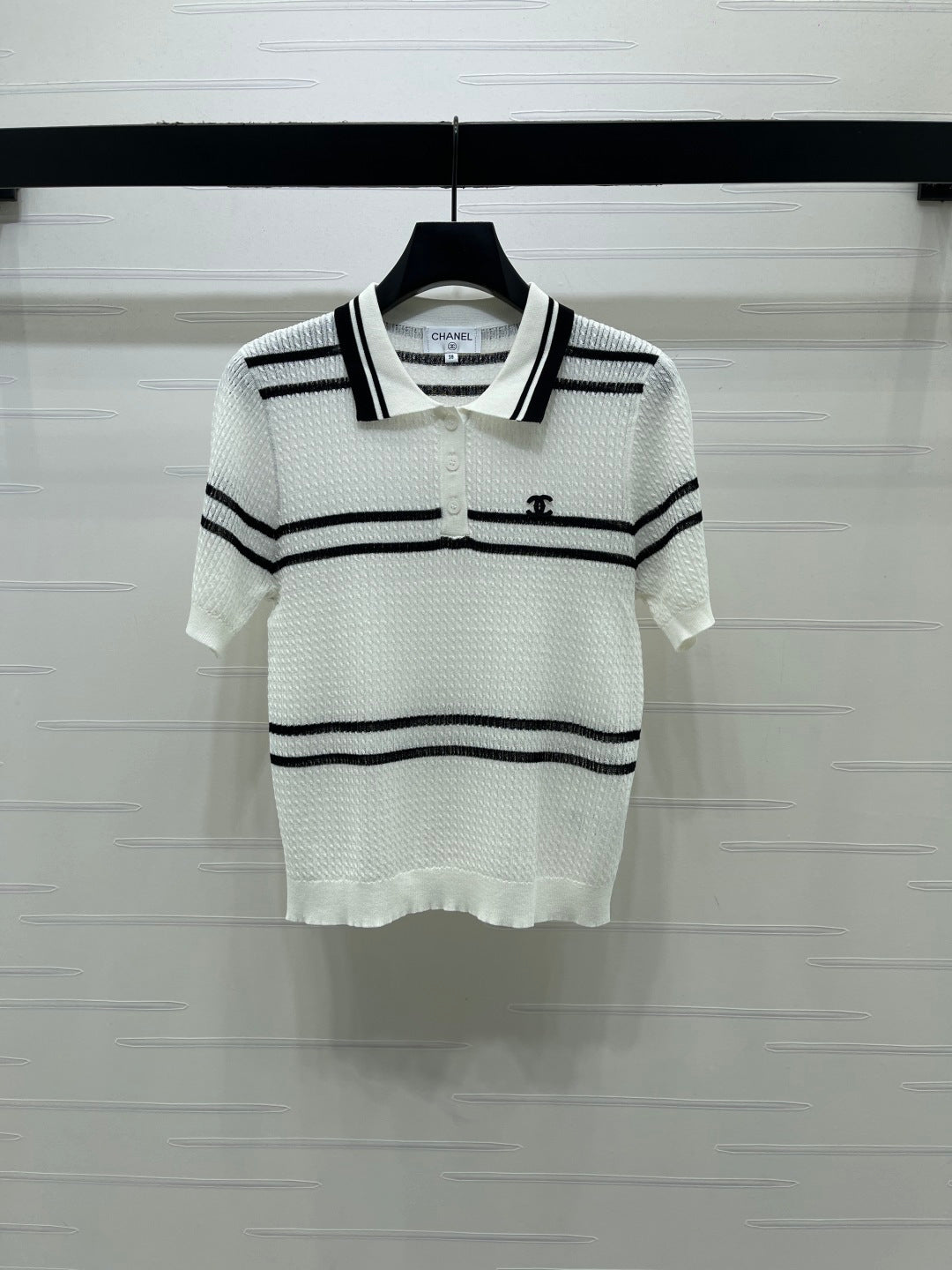 CC Cable Knit Short-Sleeve Shirt Silk Knit 392656