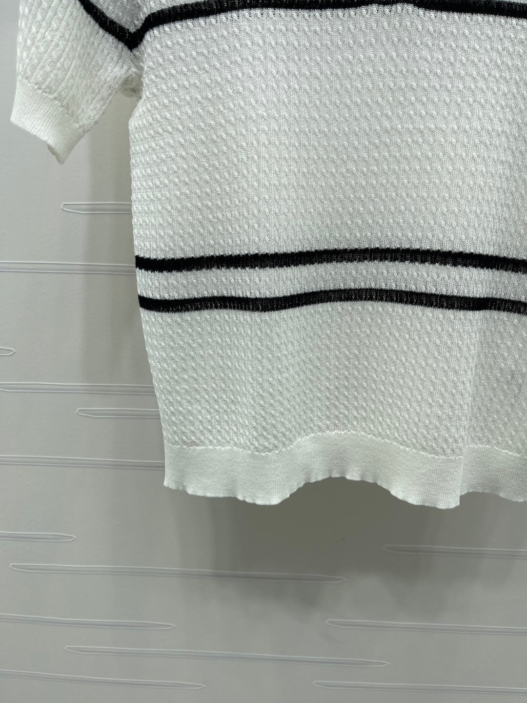 CC Cable Knit Short-Sleeve Shirt Silk Knit 392656