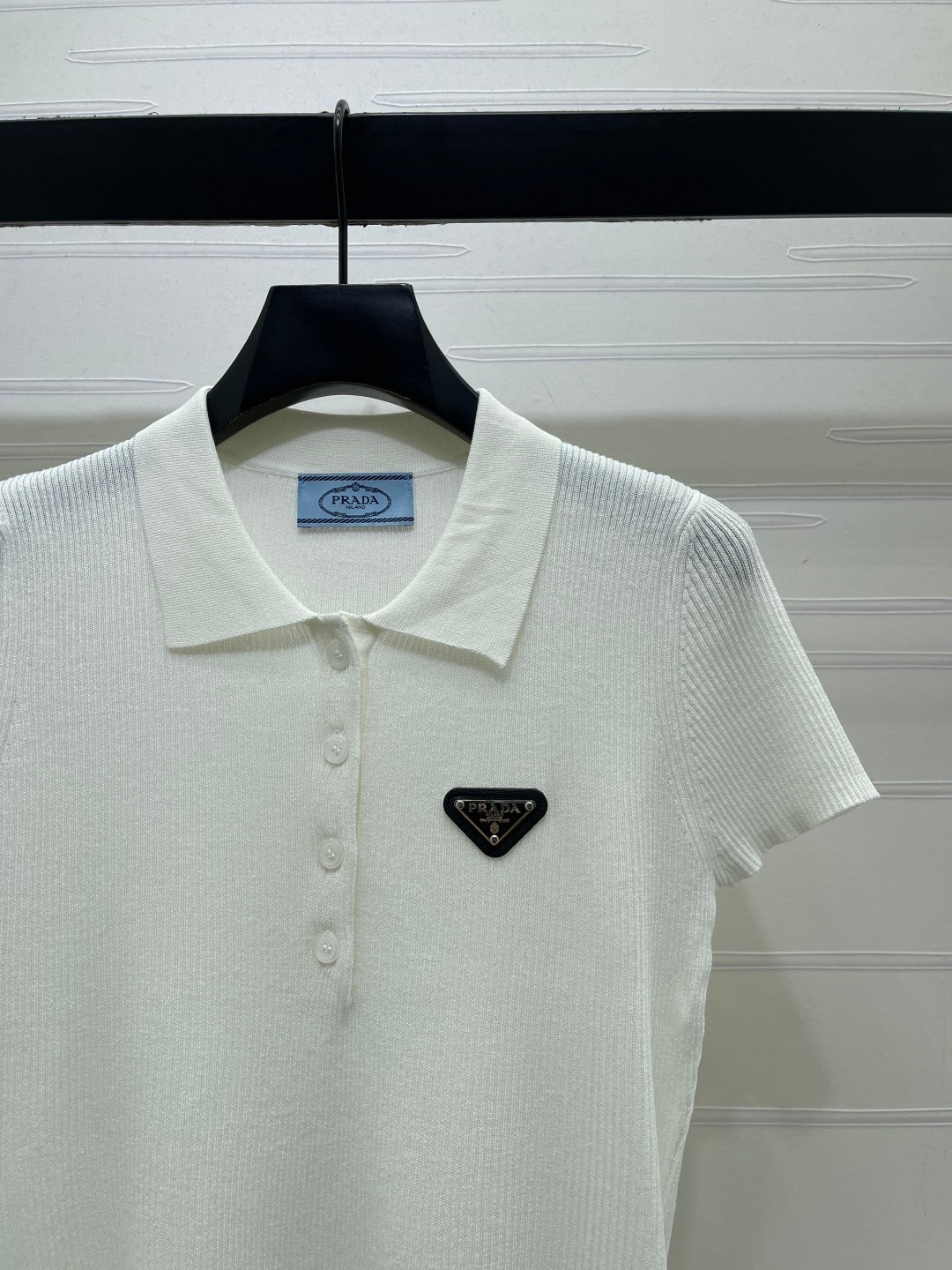Prada Polo Shirt White Silk Linen 392713