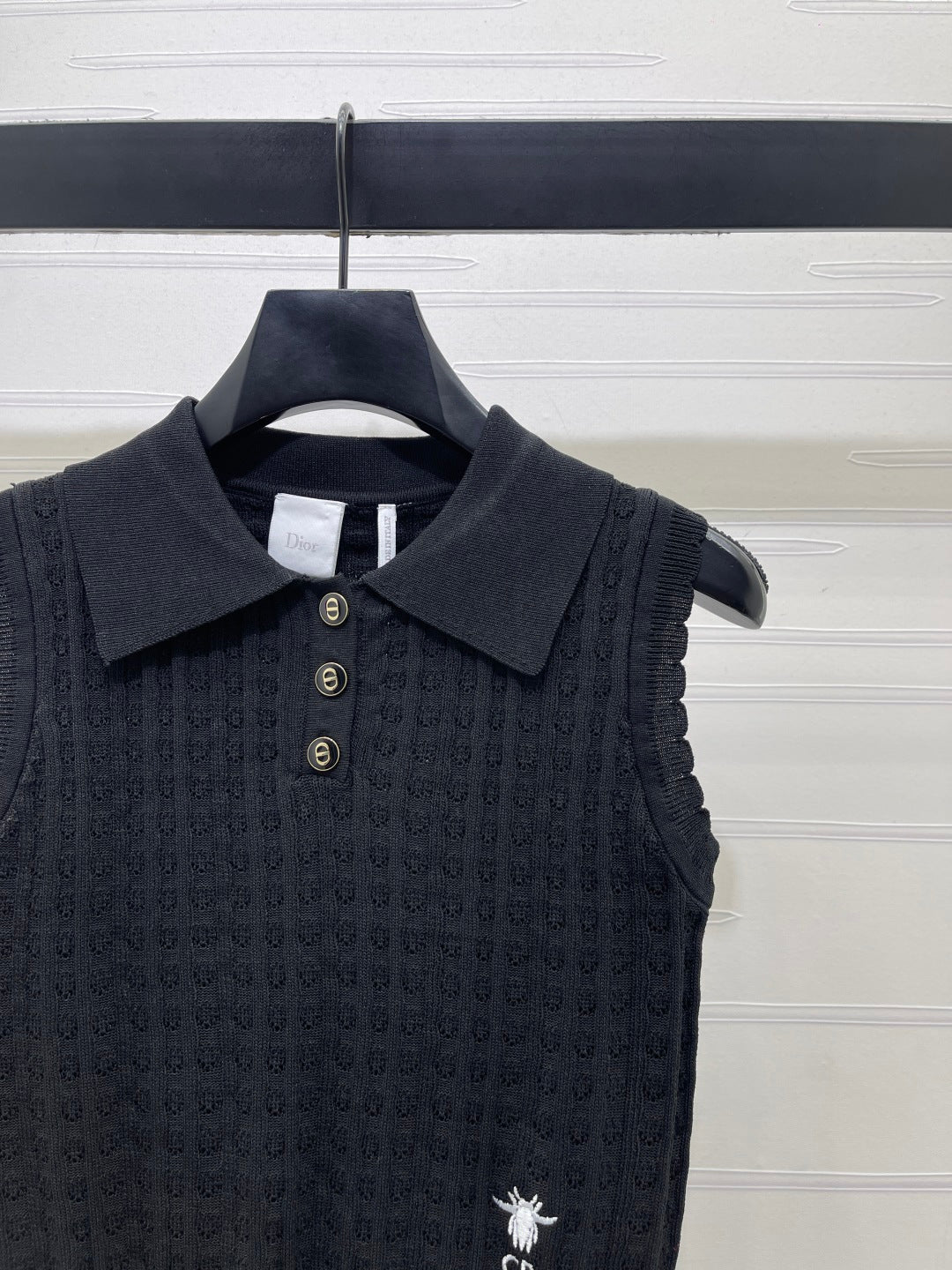 CD Collared Knit Vest Black Wool Acrylic Nylon Polyester 397480
