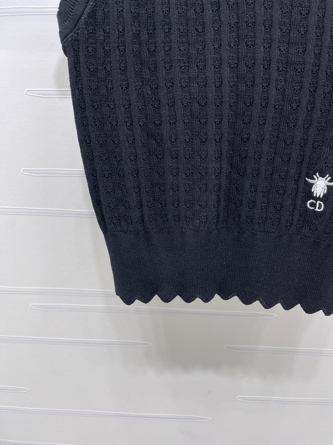 CD Collared Knit Vest Black Wool Acrylic Nylon Polyester 397480