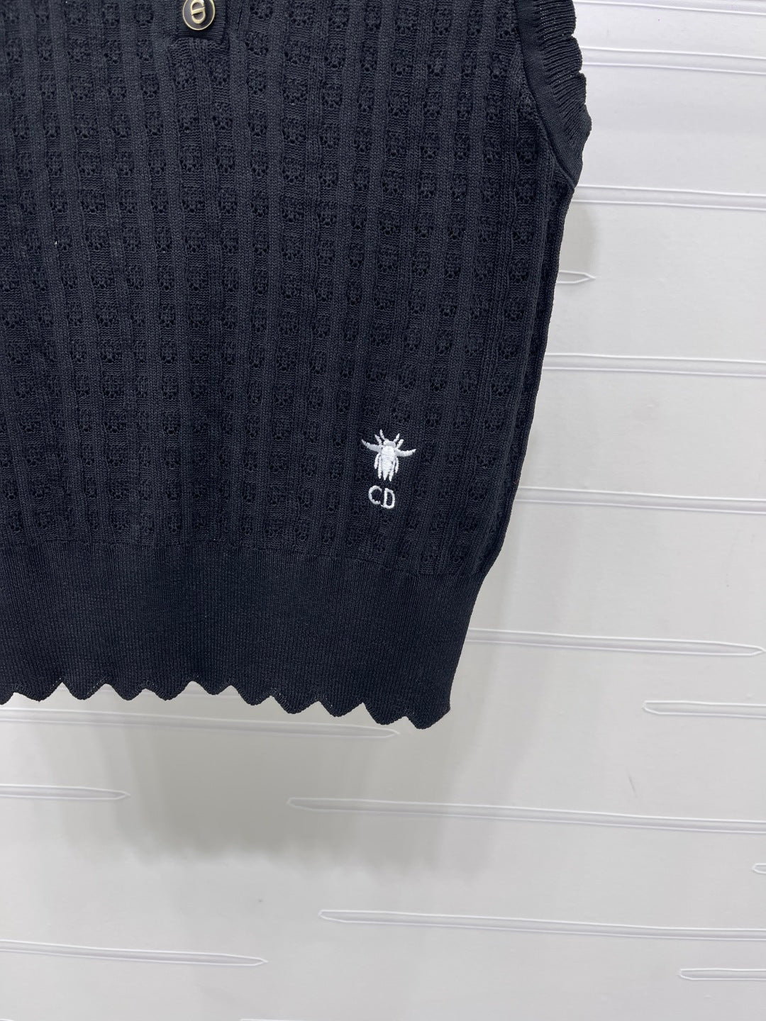 CD Collared Knit Vest Black Wool Acrylic Nylon Polyester 397480