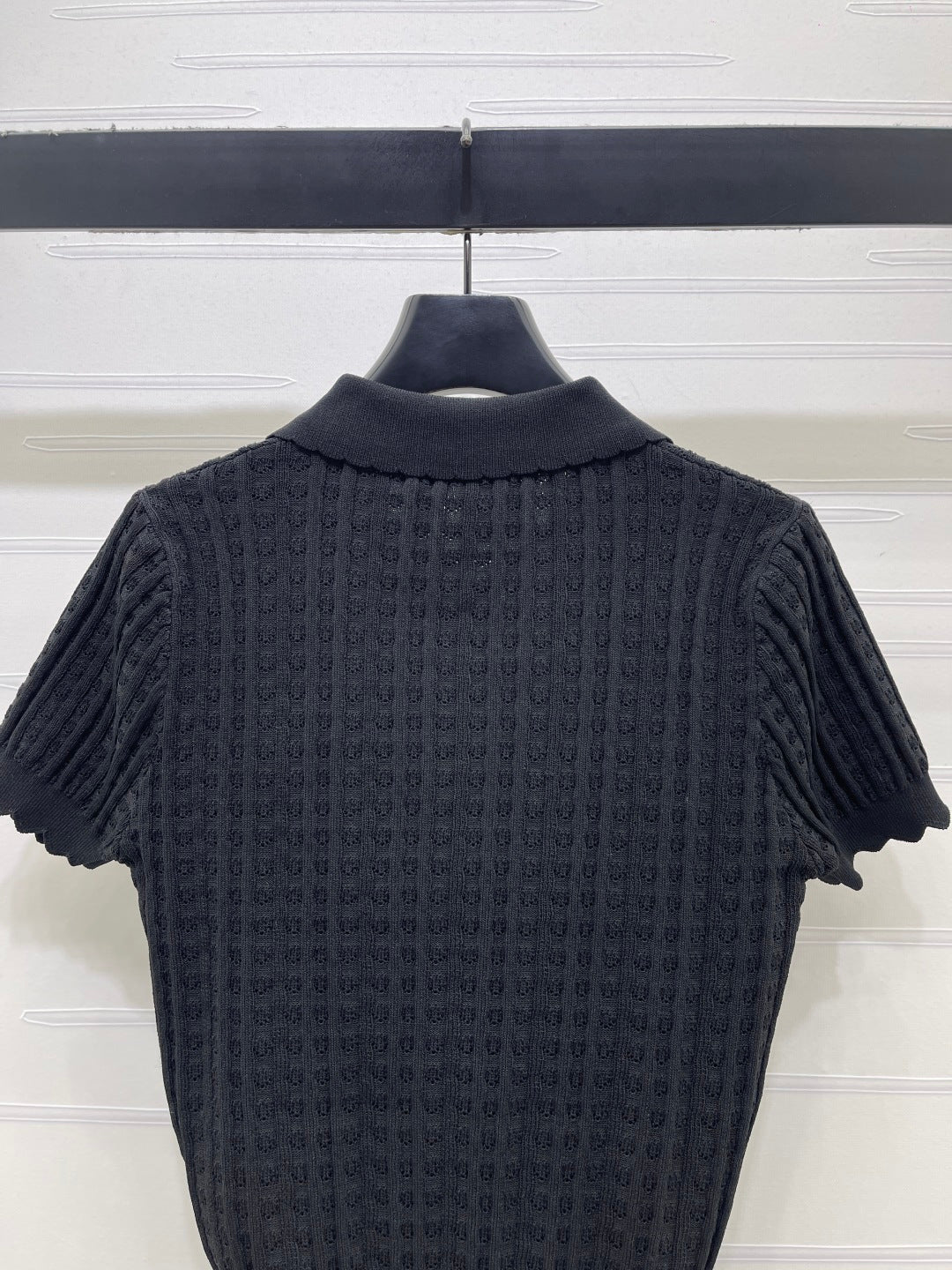 CD Knit Short-Sleeved Top Black Wool Acrylic Nylon Polyester 397467