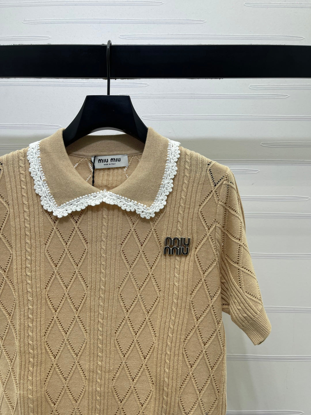 Miu 26s Short-Sleeved Shirt Khaki Cotton 397461