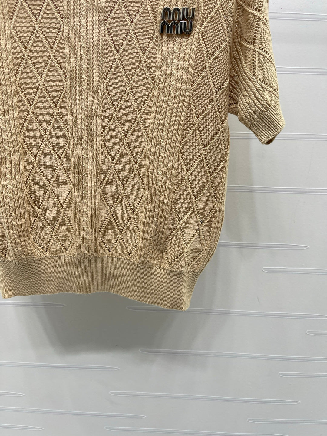 Miu 26s Short-Sleeved Shirt Khaki Cotton 397461