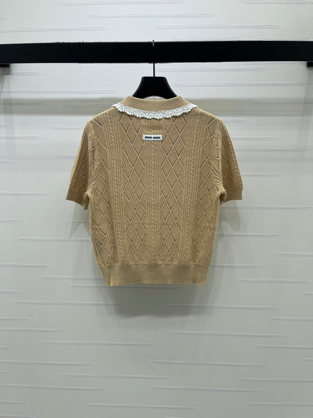 Miu 26s Short-Sleeved Shirt Khaki Cotton 397461