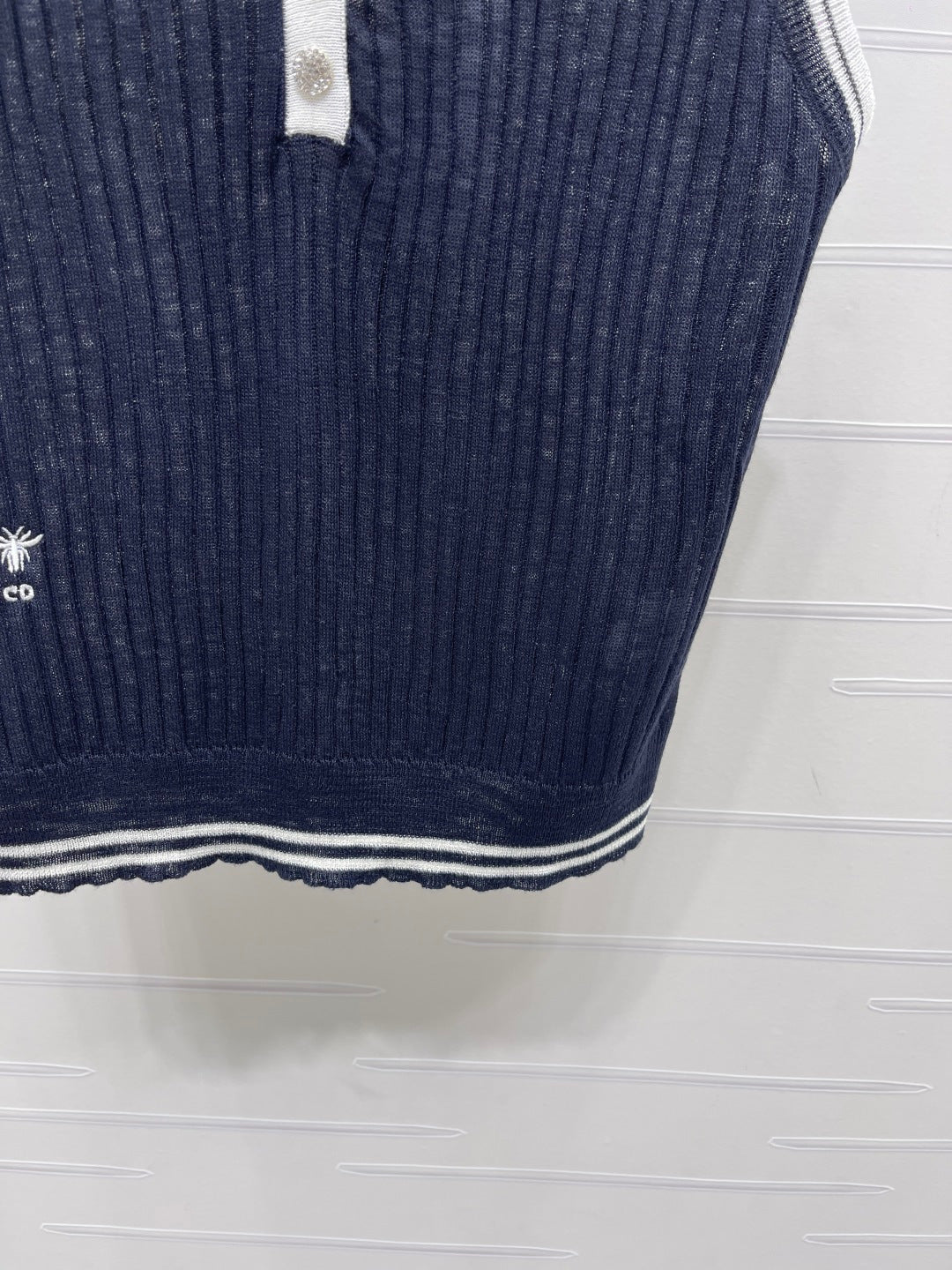CD 26s Collared Knit Vest Navy Blue Lyocell Polyester 401590