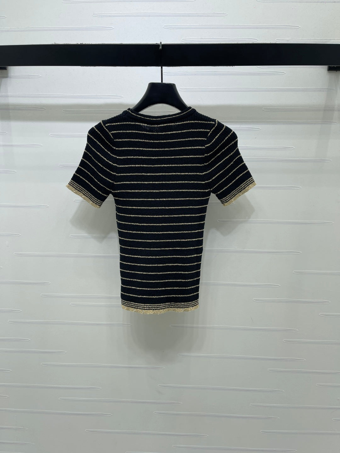 CD 26s Short-Sleeved Top Black Beige Wool Acrylic Nylon Polyester 401611