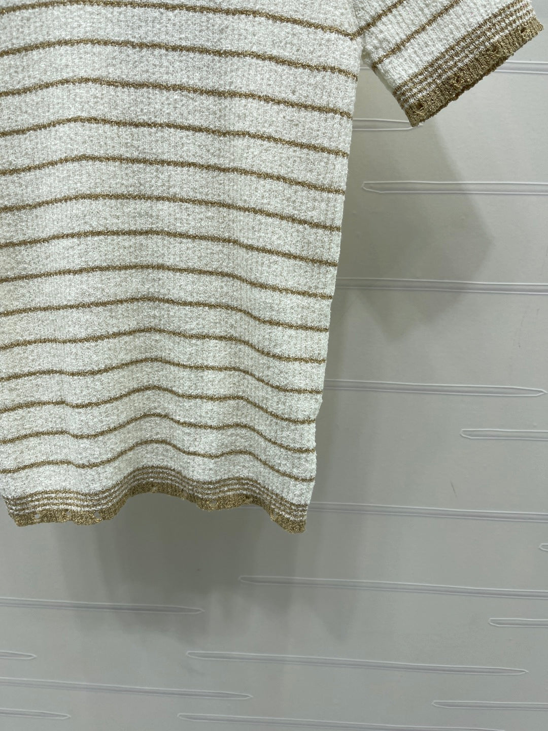 CD 26s Short-Sleeved Top White Beige Wool Acrylic Nylon Polyester 401610