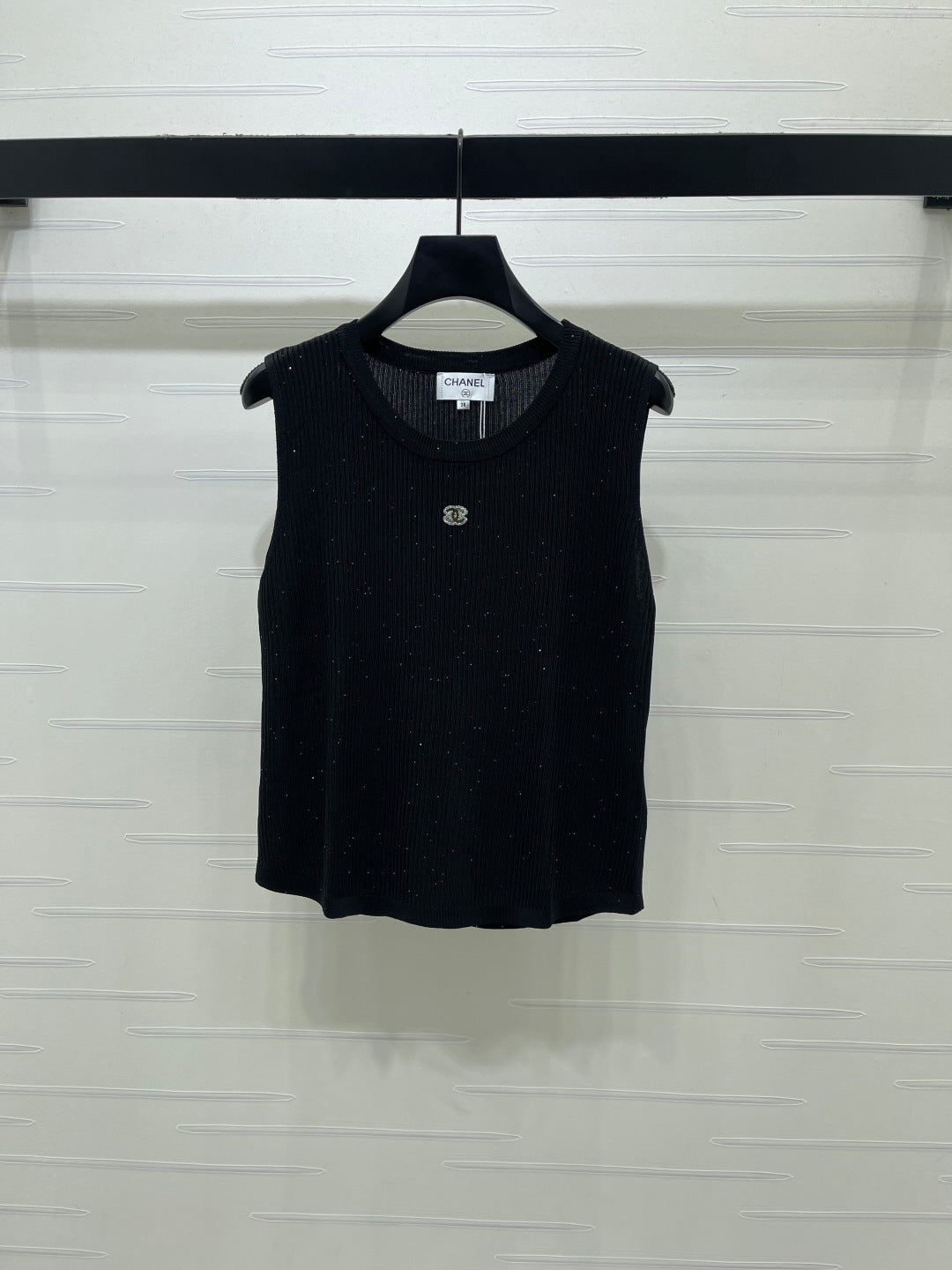 CC 26s Sequined Knit Vest Black Nylon Silk Wool 401614