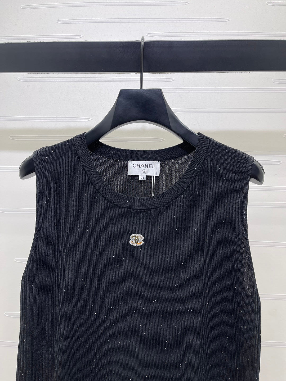 CC 26s Sequined Knit Vest Black Nylon Silk Wool 401614