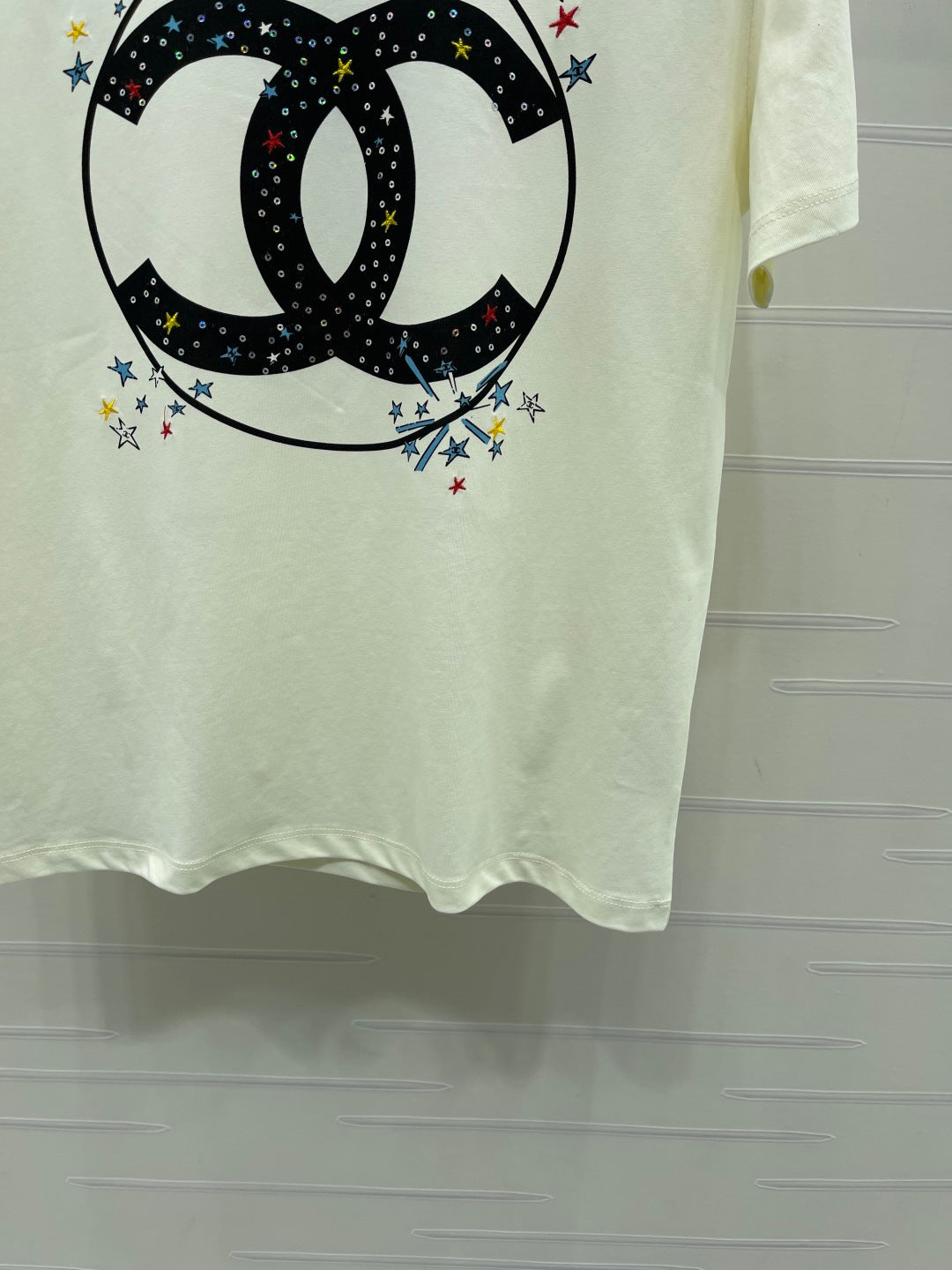 CC 26s Crew Neck Short-Sleeve T-Shirt Cream Black Cotton 409490
