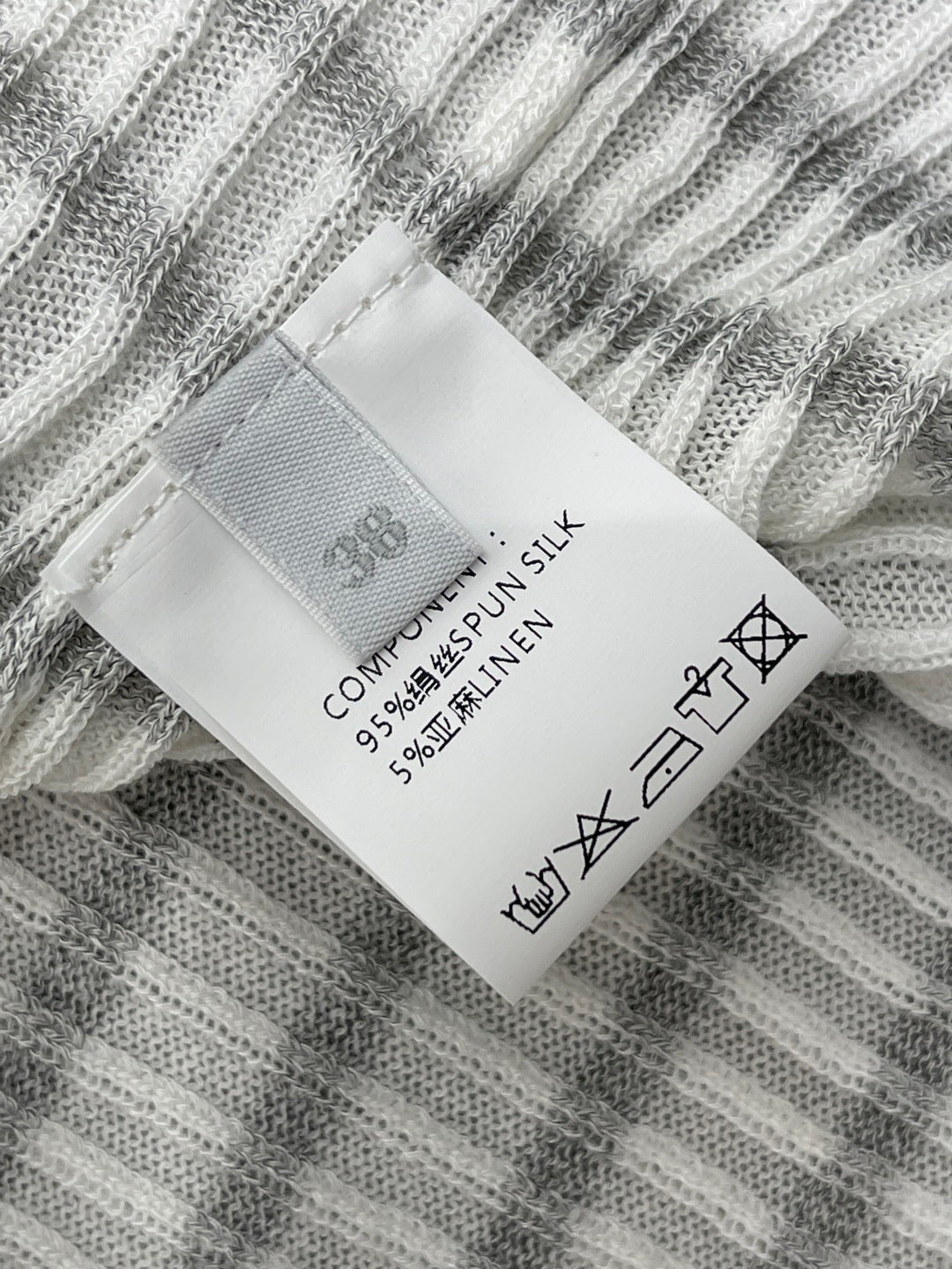 CD 26s Short-Sleeved Top White Grey Silk Linen 409495