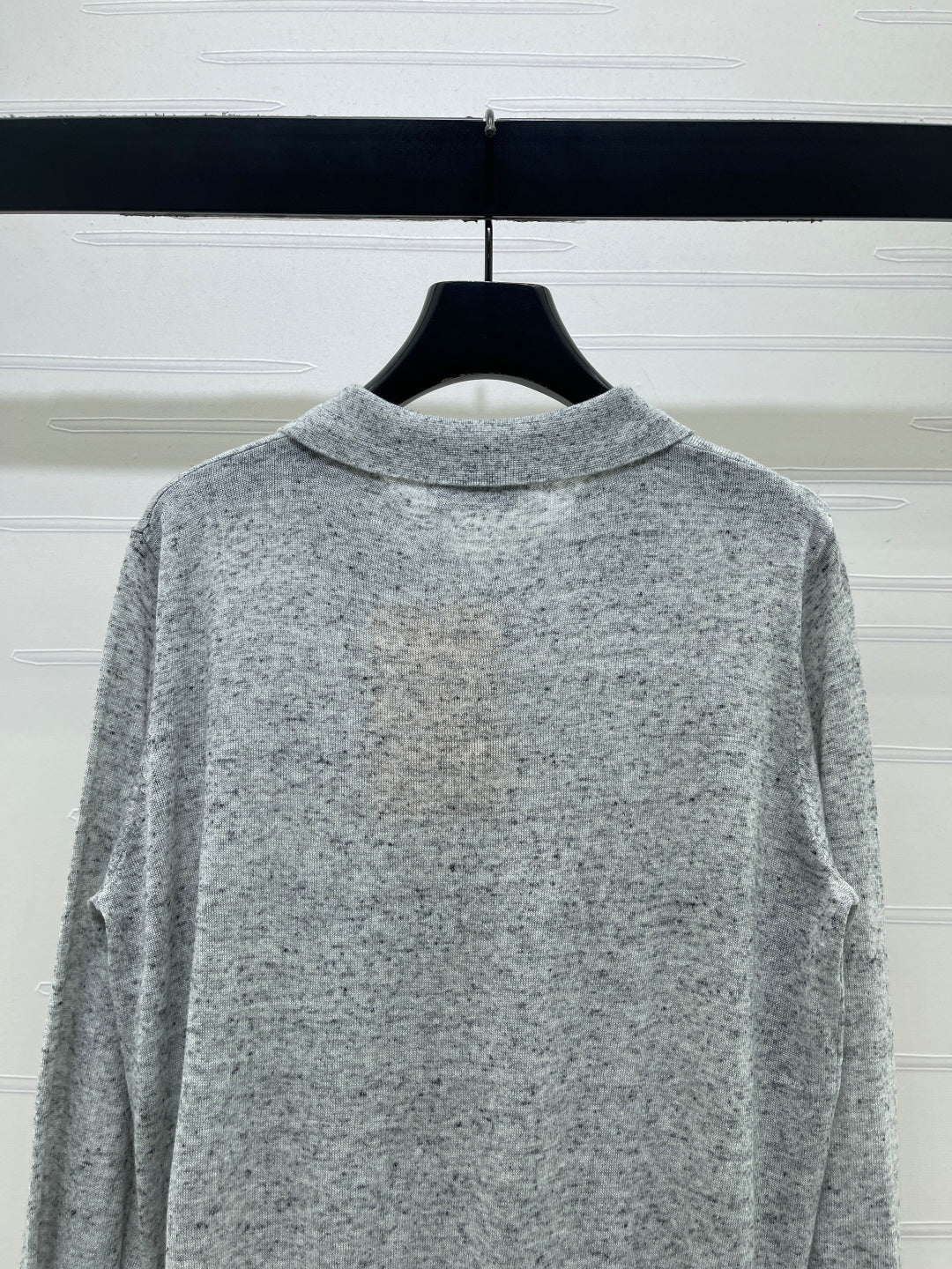 Miu 26s Knit Long-Sleeve Top Grey Wool 414881