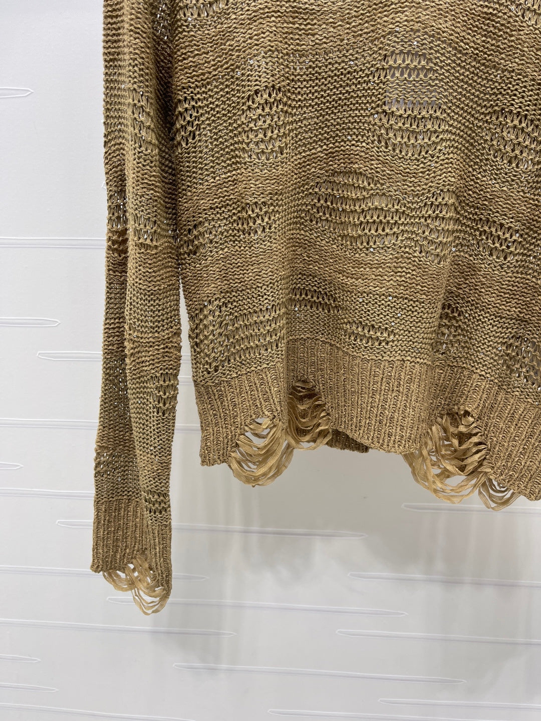 CC 26s Neck Knit Long-Sleeved Top Khaki Wool 414886