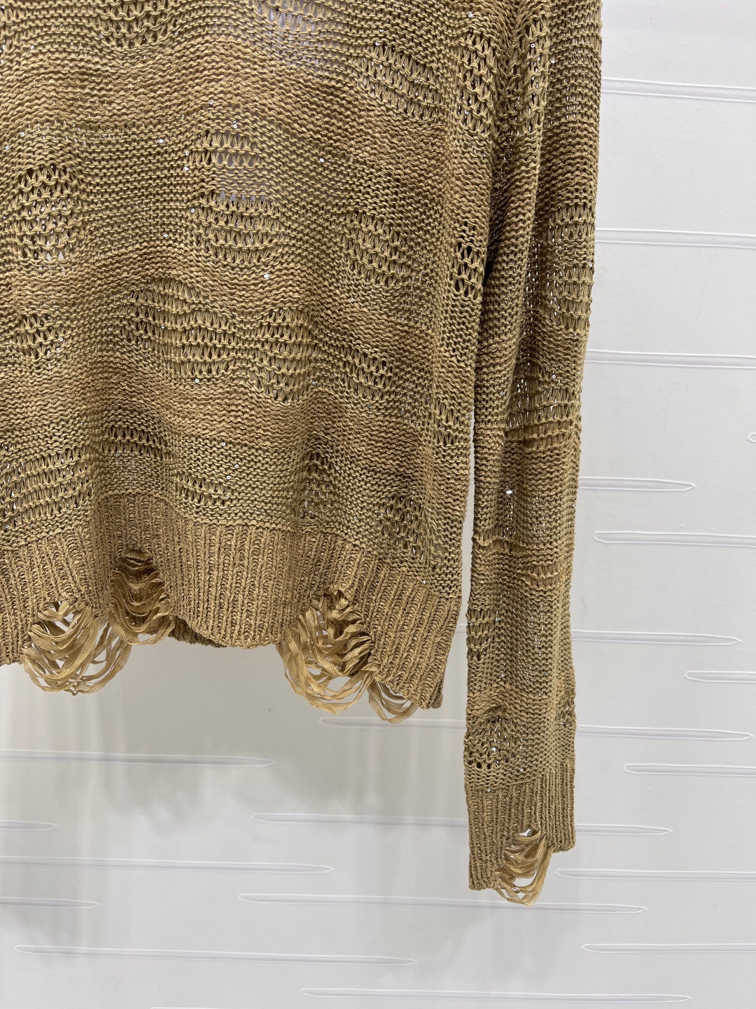 CC 26s Neck Knit Long-Sleeved Top Khaki Wool 414886