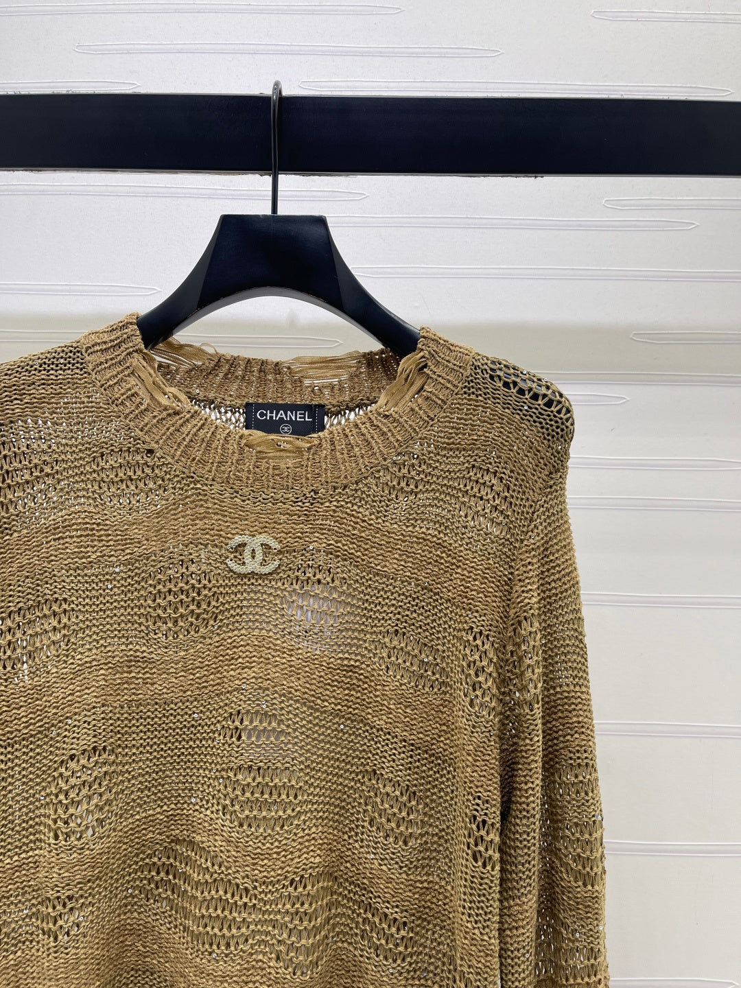 CC 26s Neck Knit Long-Sleeved Top Khaki Wool 414886