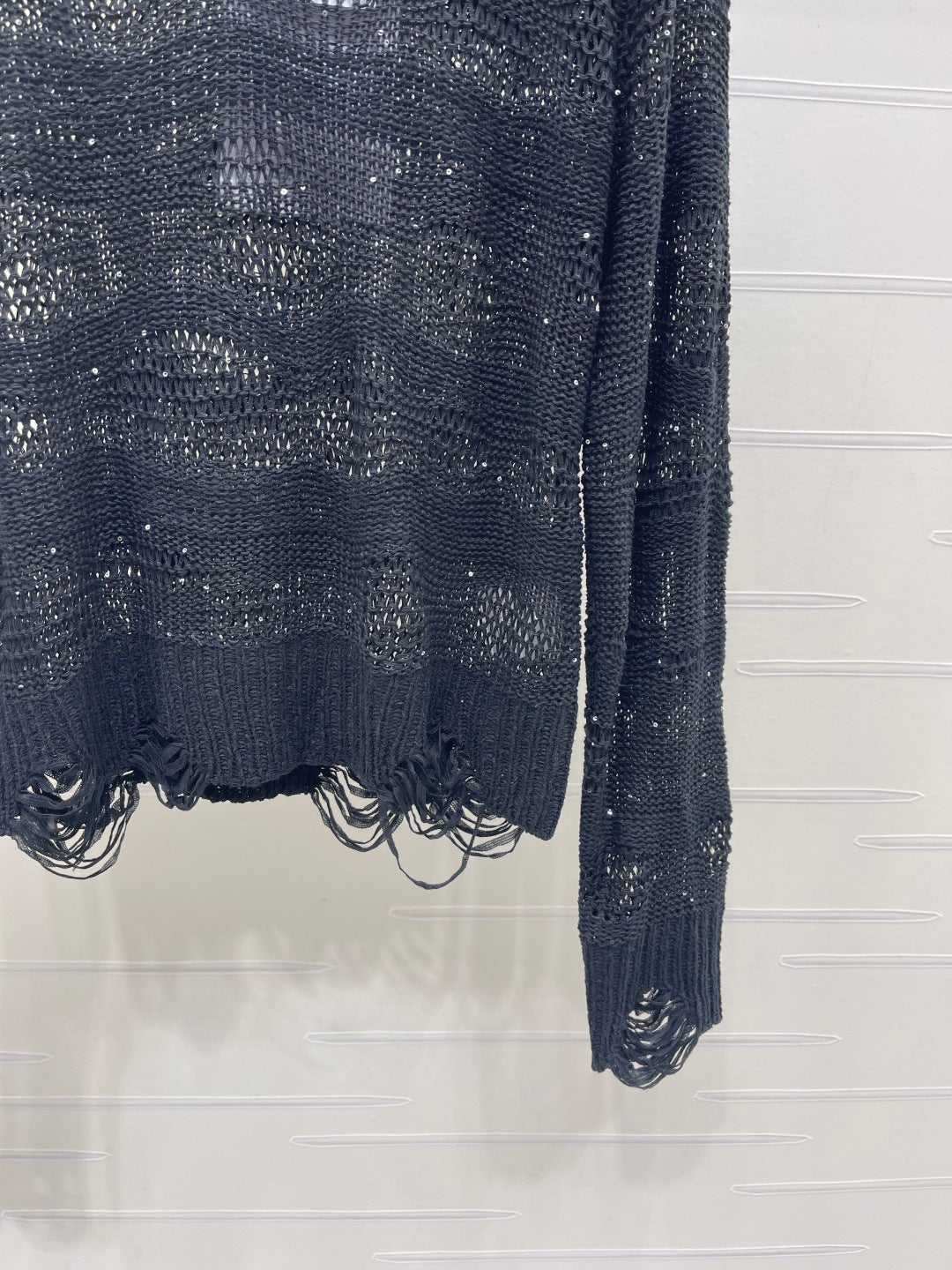 CC 26s Neck Knit Long-Sleeved Top Black Wool 414887