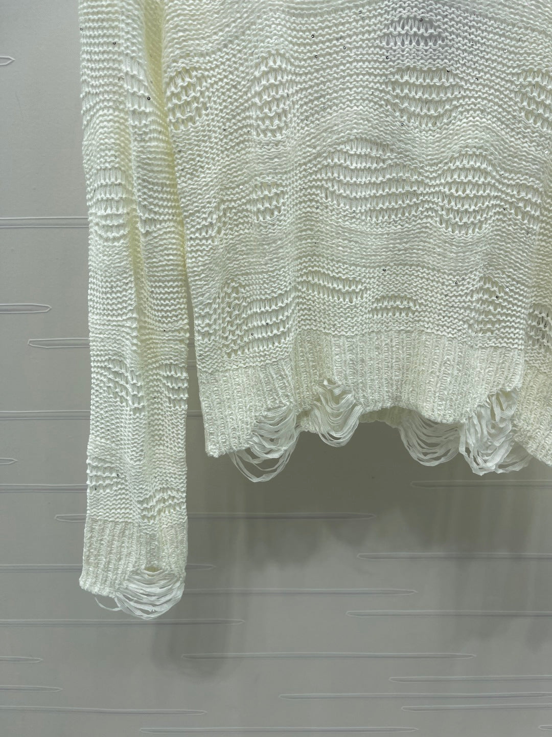 CC 26s Neck Knit Long-Sleeved Top White Wool 414885