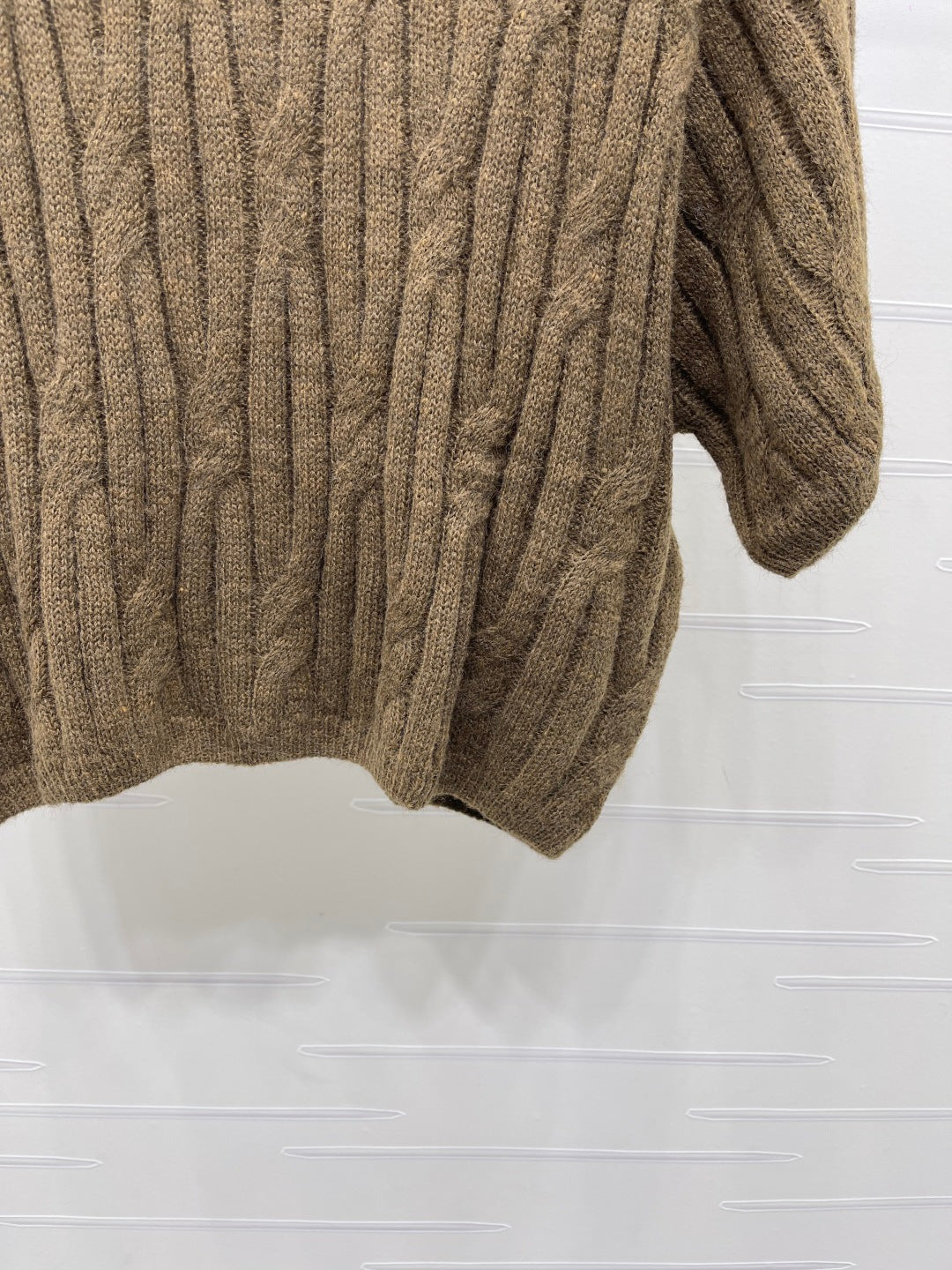 CC 26s Cable Knit Short-Sleeve T-Shirt Brown Wool 422034