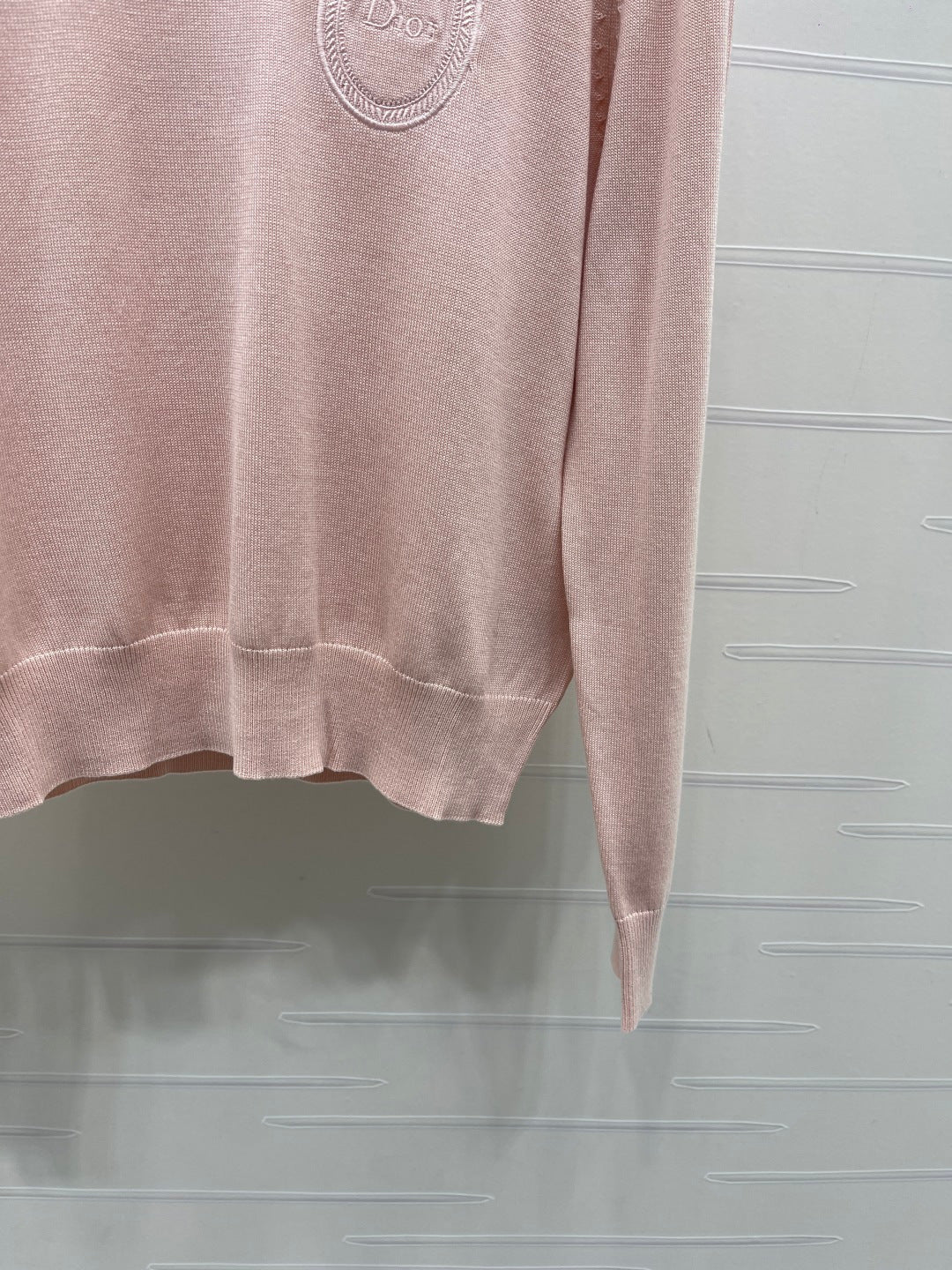 CD 26s Embroidered Logo Knit Long-Sleeve Sweater Light Pink Wool 422006