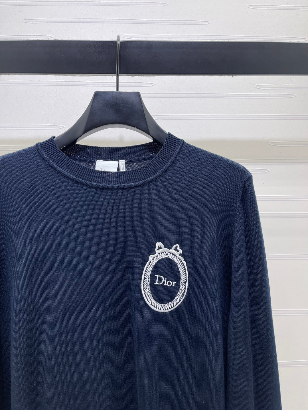 CD 26s Embroidered Logo Knit Long-Sleeve Sweater Navy Blue Wool 422005