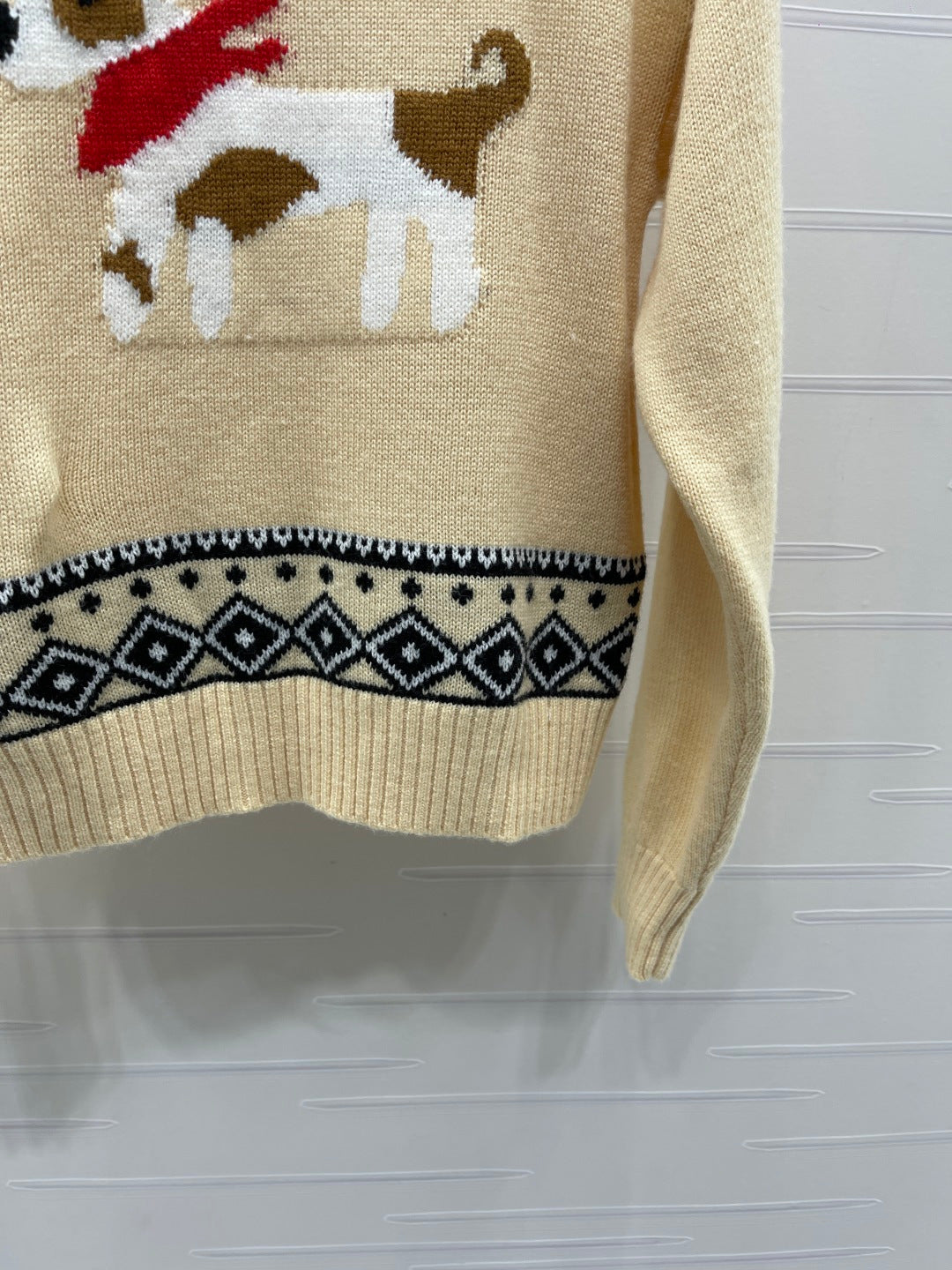 Max 26s Animal Print Knit Long Sleeve Beige Wool 423844
