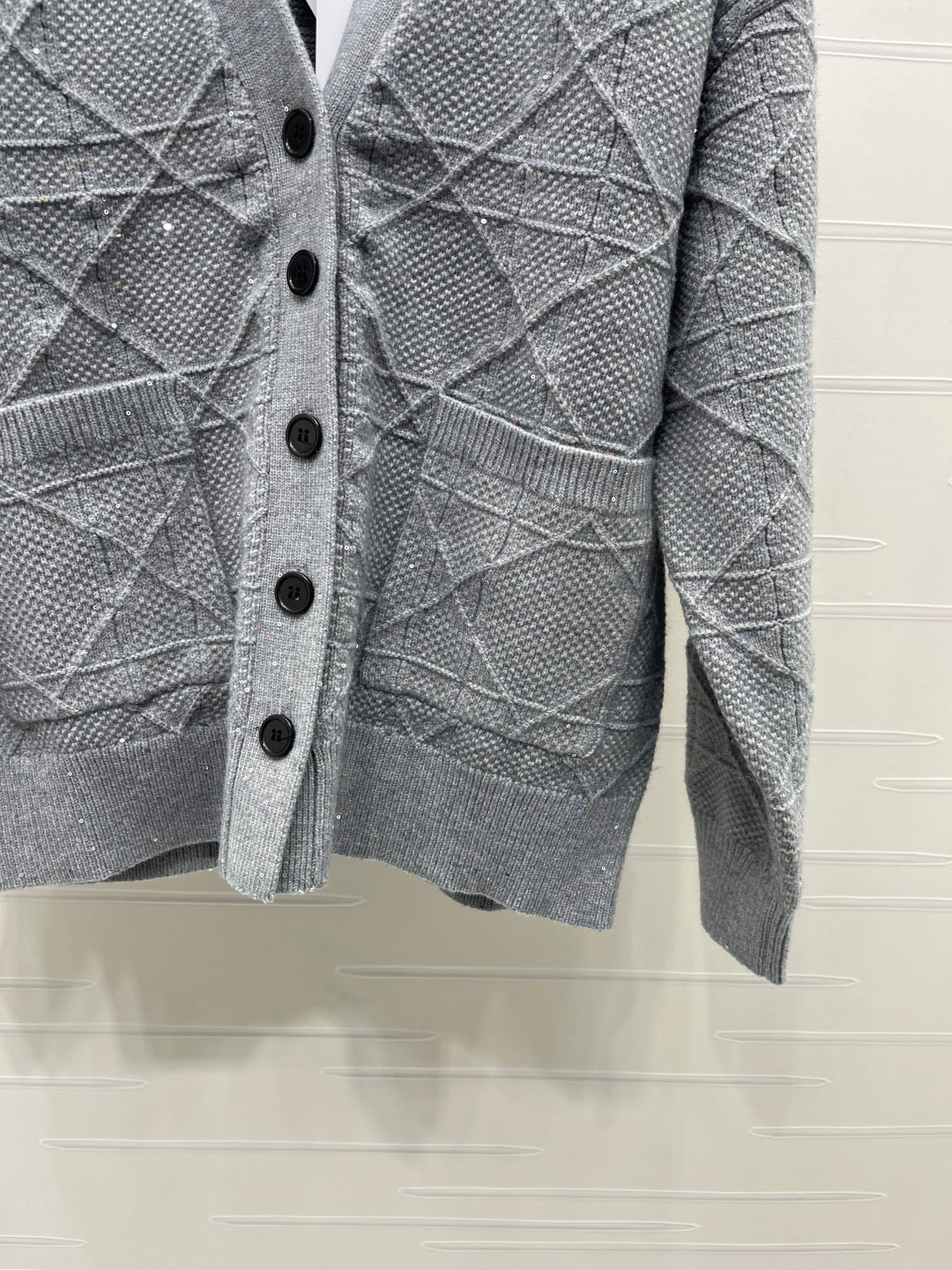 CD 26s Cannage Cardigan Wool Cashmere Grey Knit 439850