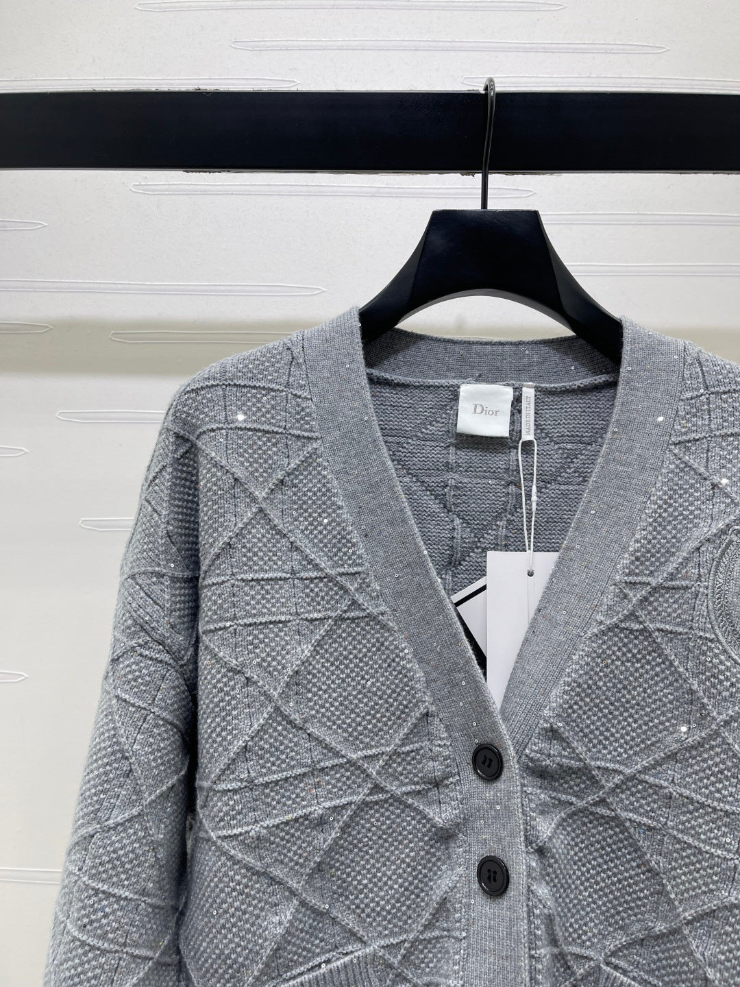 CD 26s Cannage Cardigan Wool Cashmere Grey Knit 439850