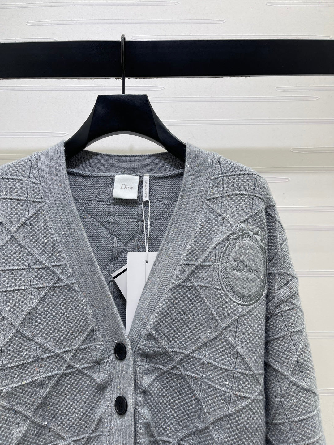 CD 26s Cannage Cardigan Wool Cashmere Grey Knit 439850