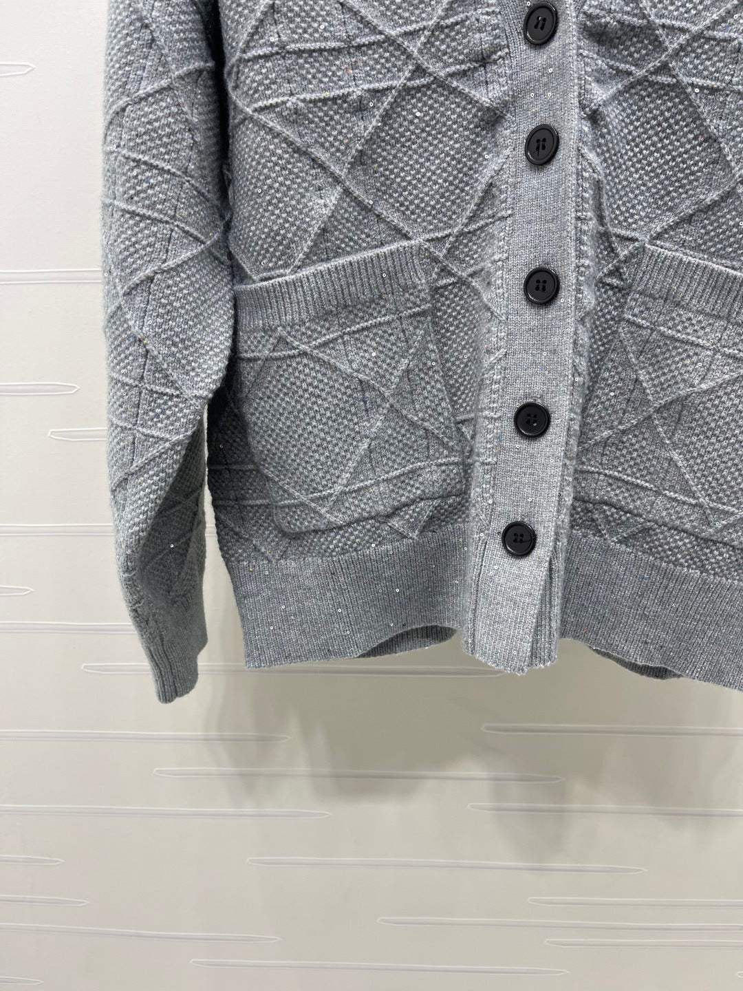 CD 26s Cannage Cardigan Wool Cashmere Grey Knit 439850