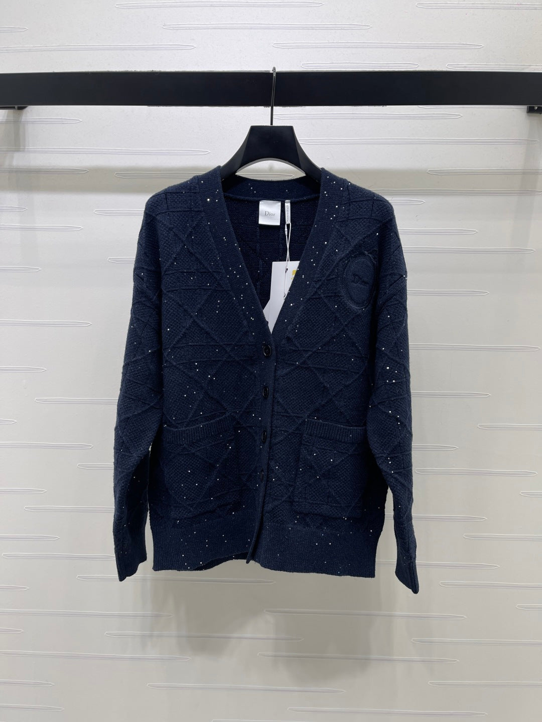 CD 26s Cannage Cardigan Wool Cashmere Navy Knit 439849