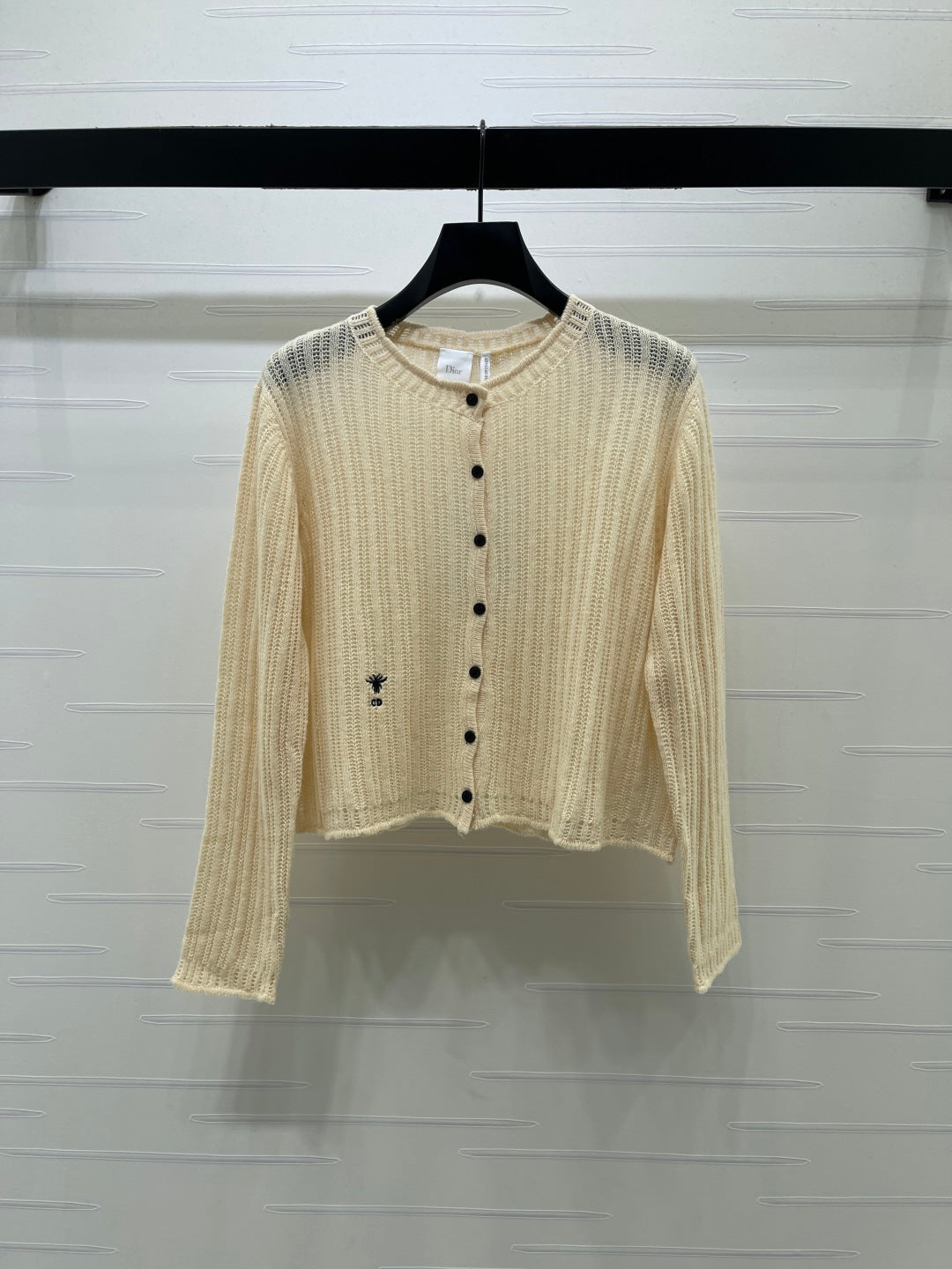 Dior 26s Bee Embroidered Open Knit Cardigan 439909