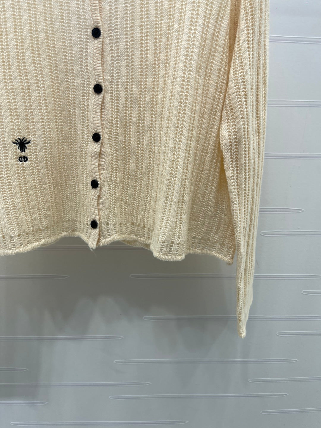 Dior 26s Bee Embroidered Open Knit Cardigan 439909