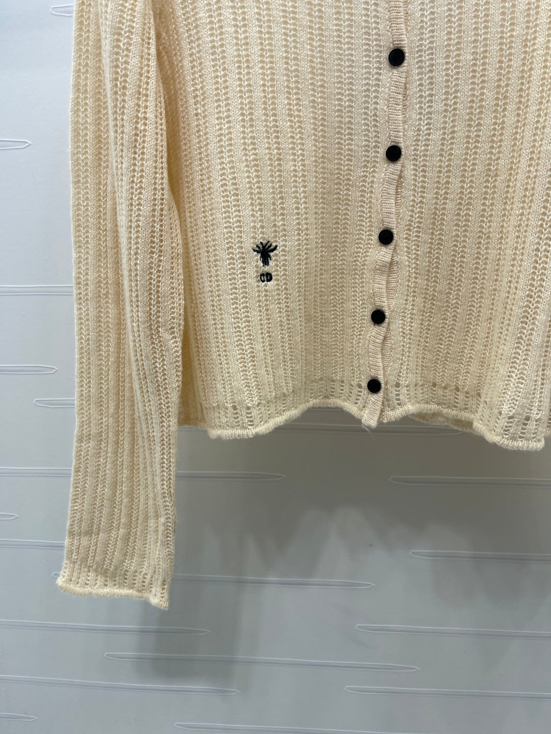 Dior 26s Bee Embroidered Open Knit Cardigan 439909