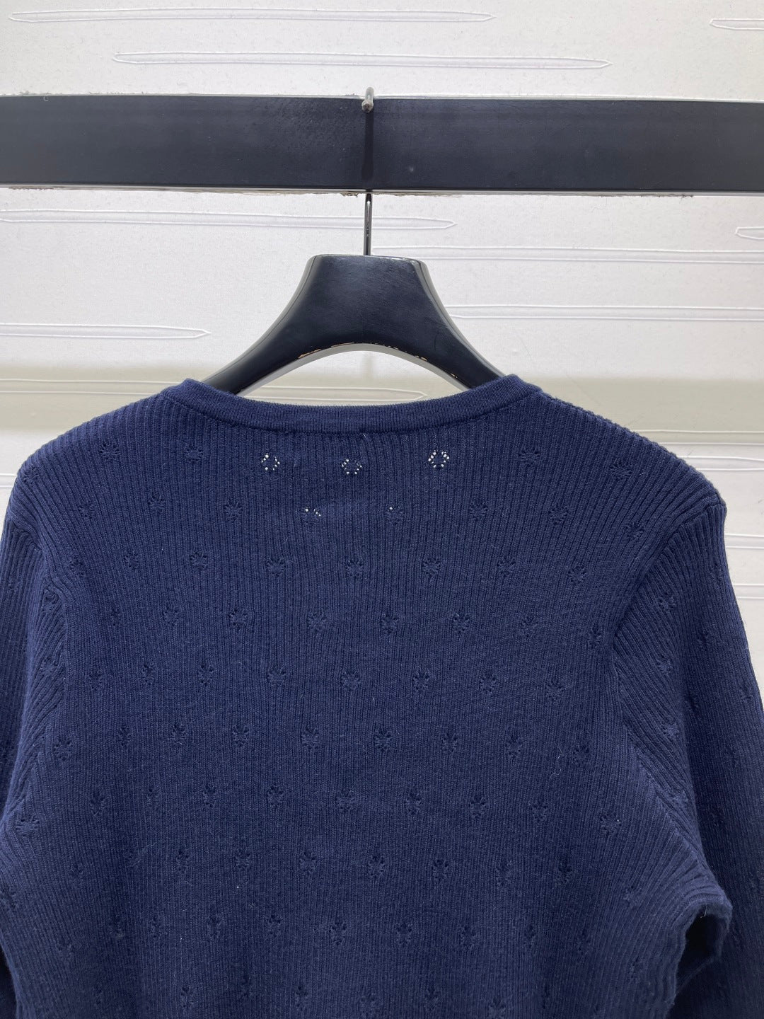 Chanel 26s Eyelet Ribbed Wool Cardigan 439898