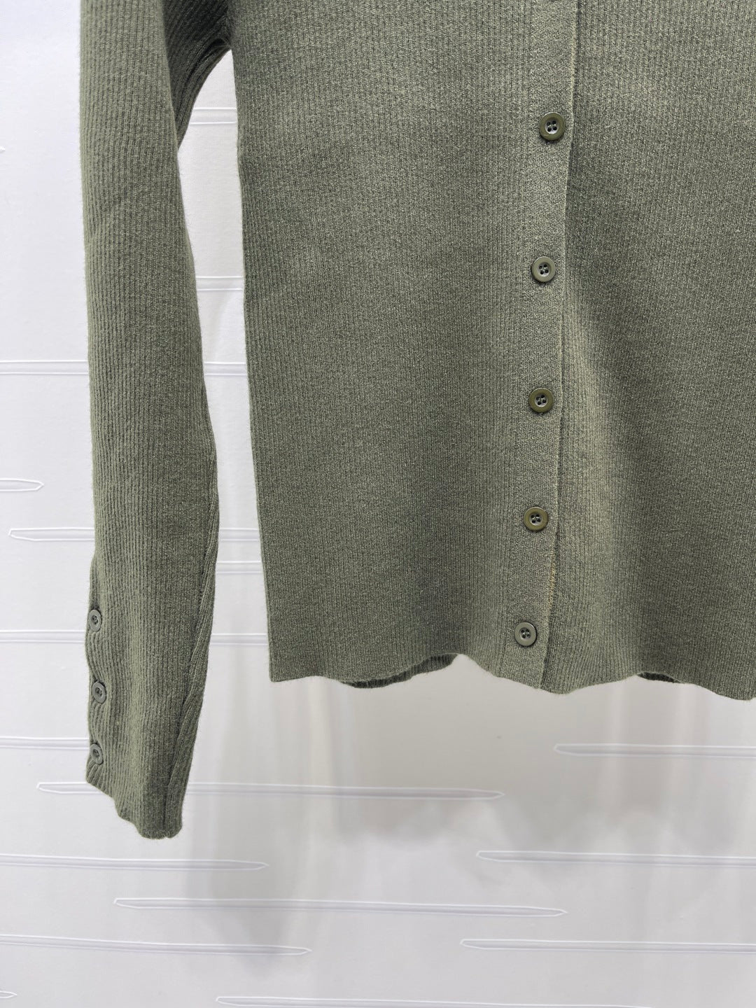 MM 26s Ribbed Cardigan Wool Olive Green Knit 439818