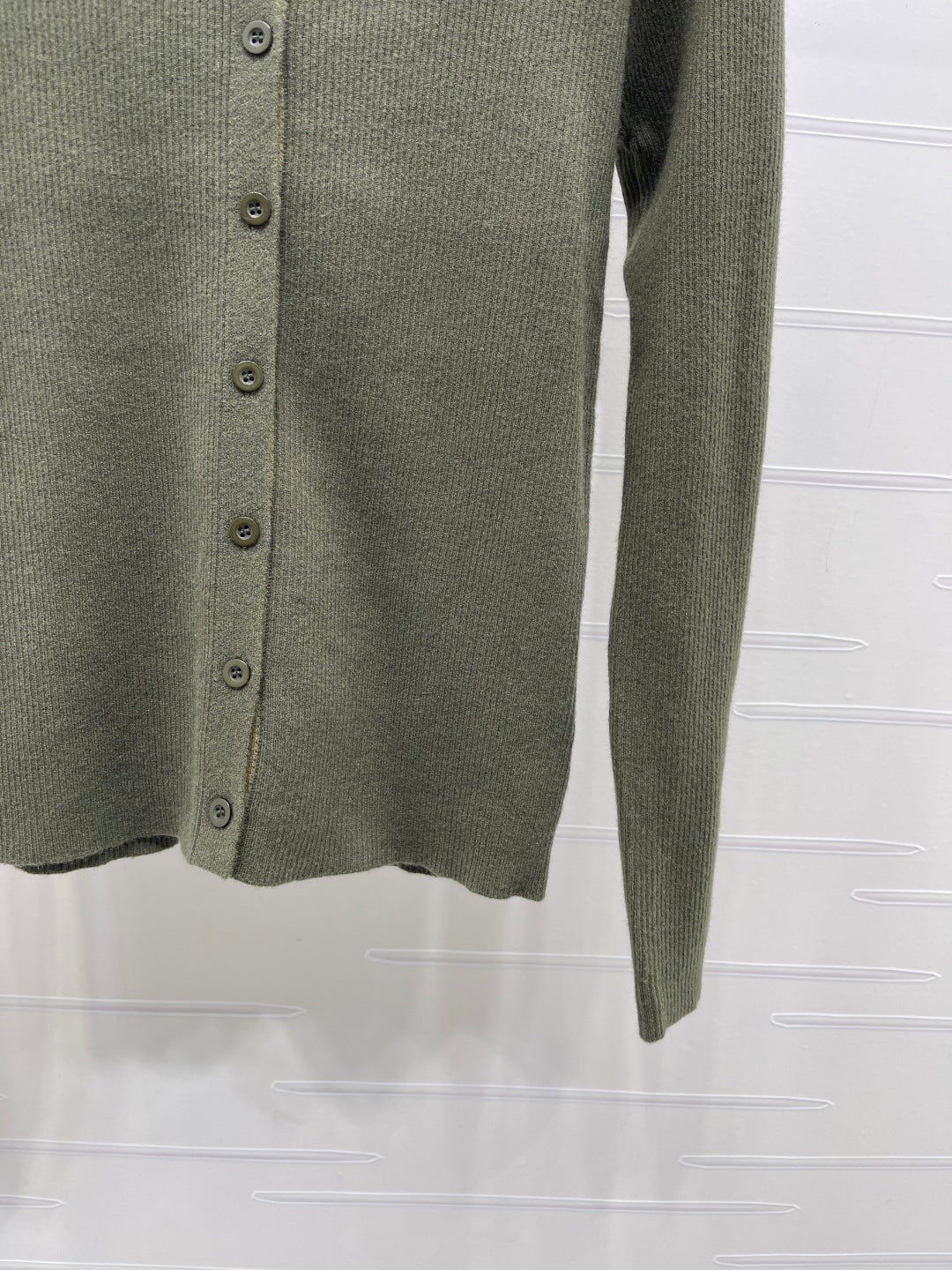 MM 26s Ribbed Cardigan Wool Olive Green Knit 439818