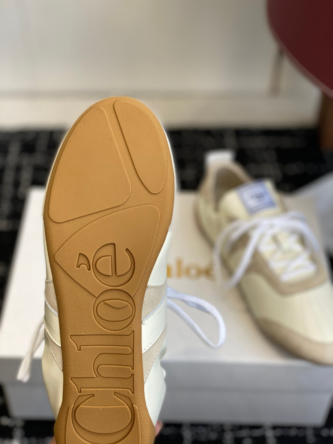 Chloé Kick Sneakers Cream Suede Lambskin 862647