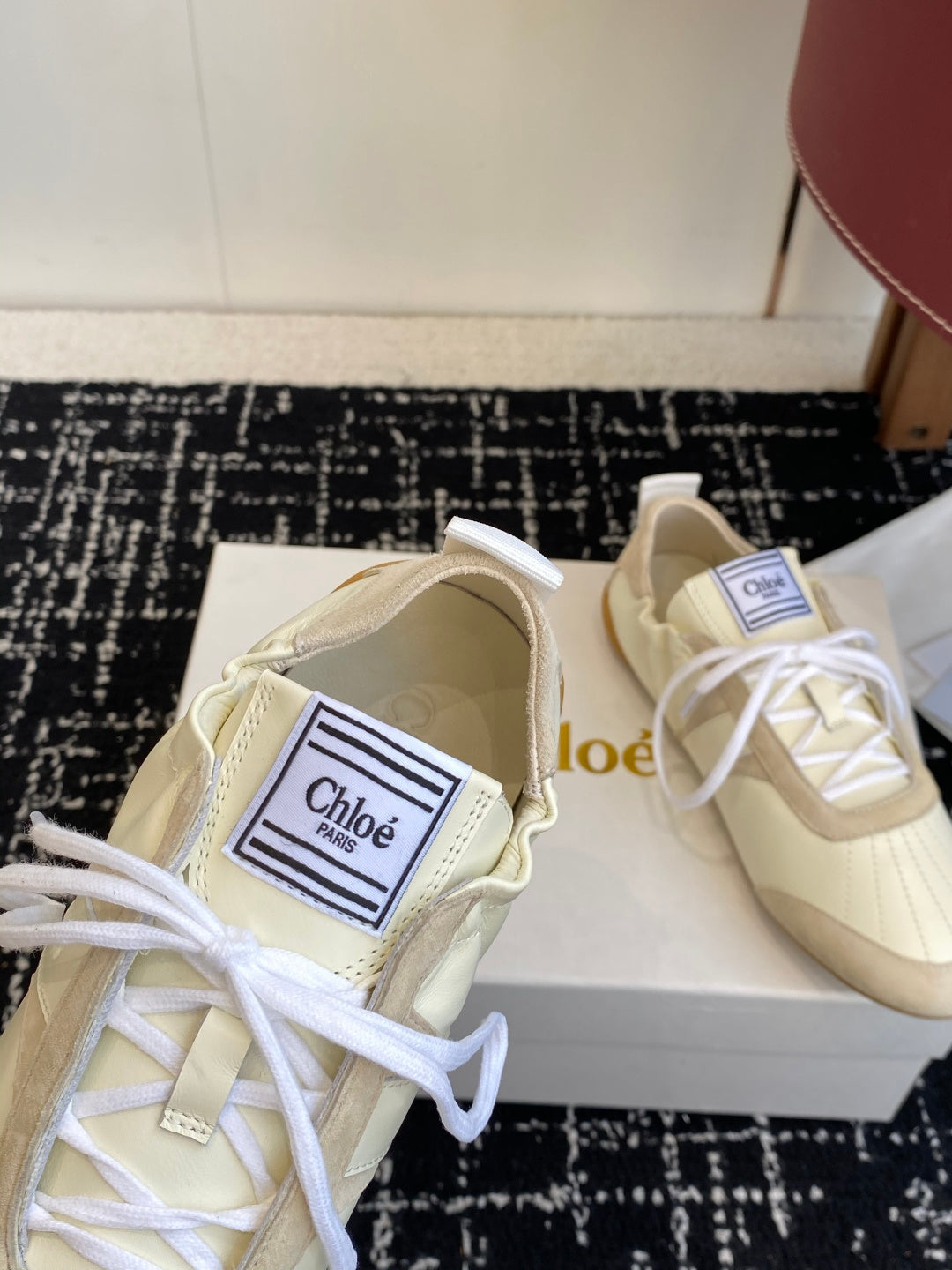 Chloé Kick Sneakers Cream Suede Lambskin 862647