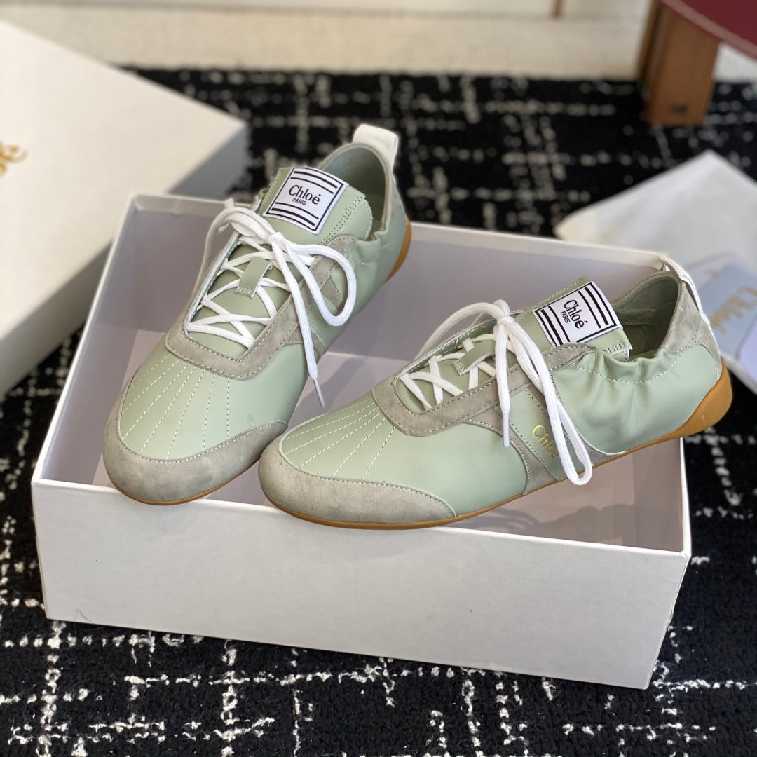 Chloé Kick Sneakers Olive Suede Lambskin 862648