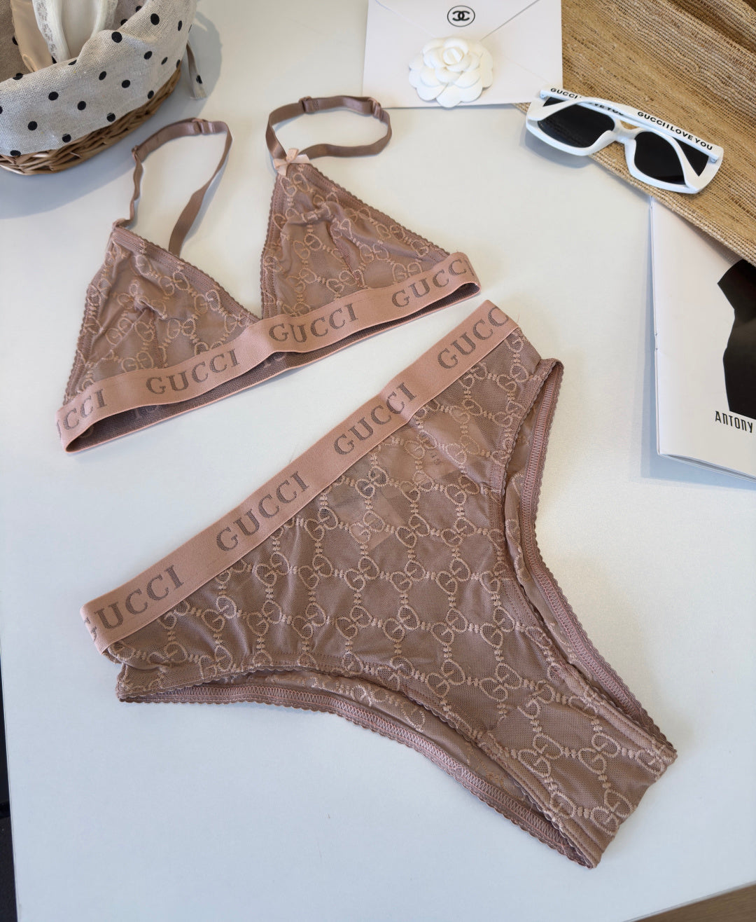 GG 26s Two-Piece Bikini Beige Lace 201801