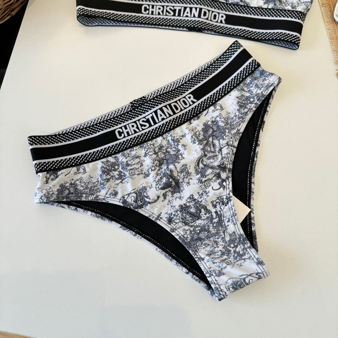 CD Two-Piece Bikini Black White 203032